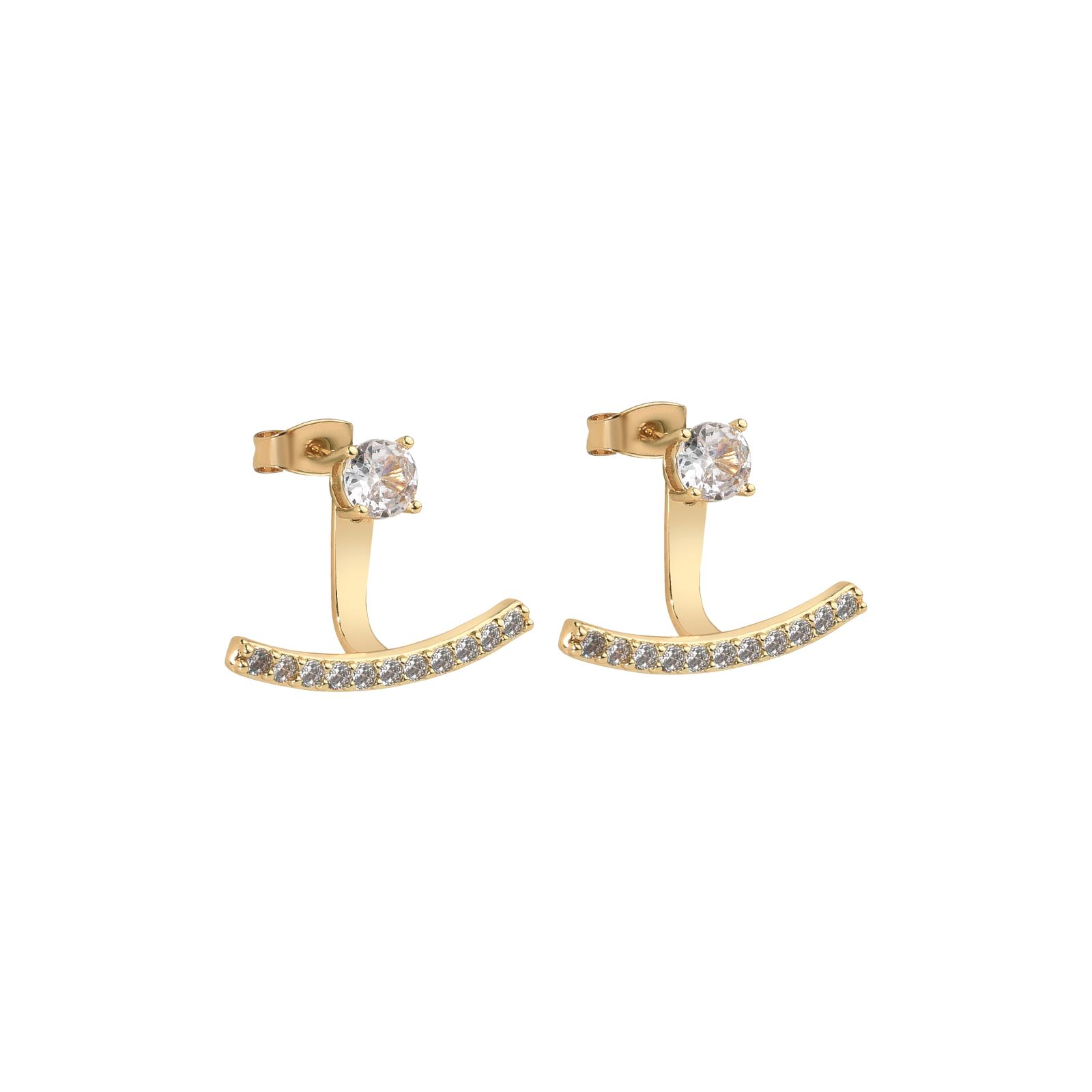 Taşlı Parçalı Gold Küpe