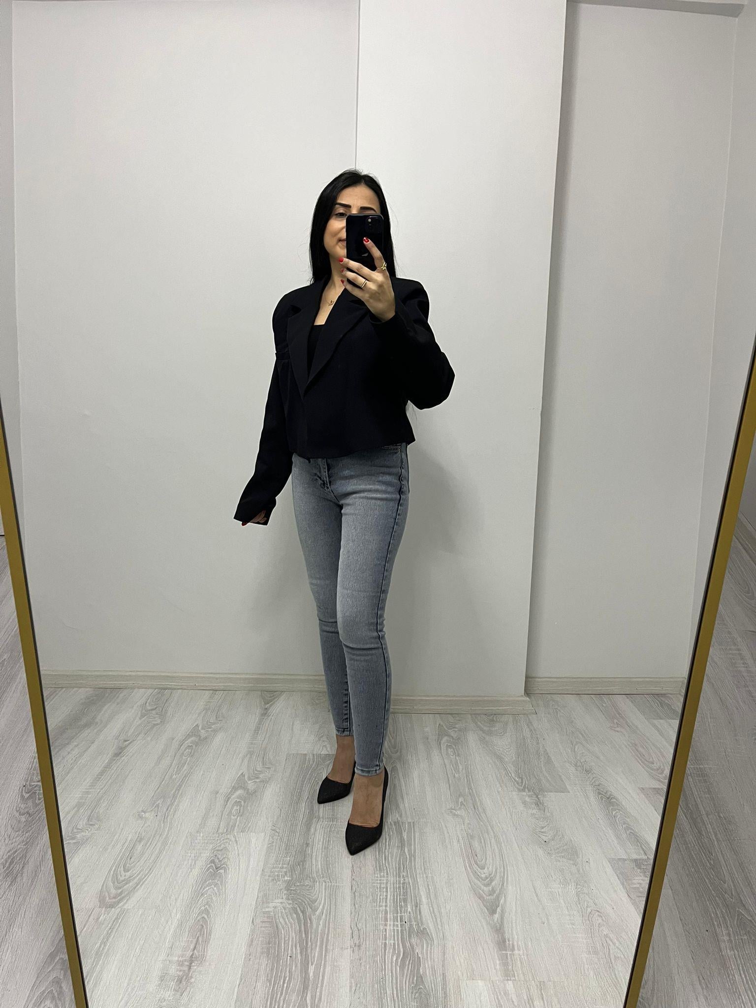 Crop Blazer Ceket Siyah