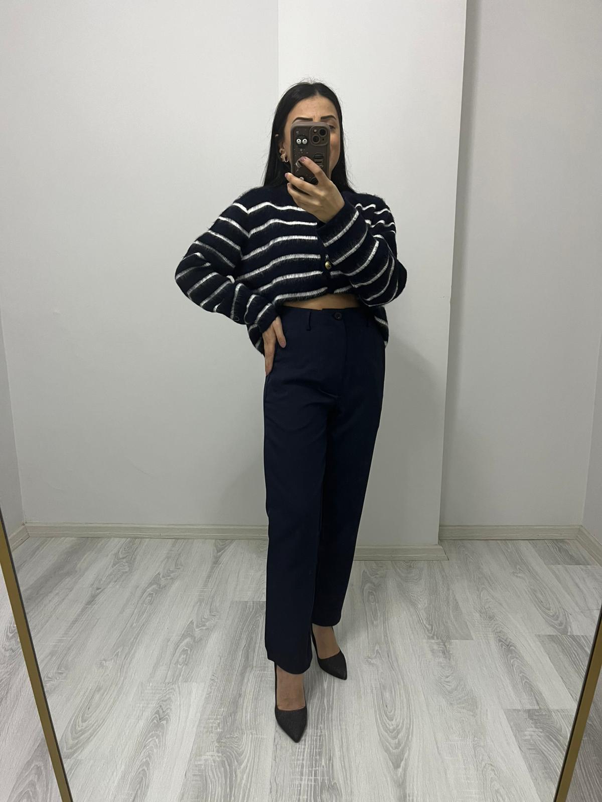 Double Kumaş Pileli Pantolon Lacivert