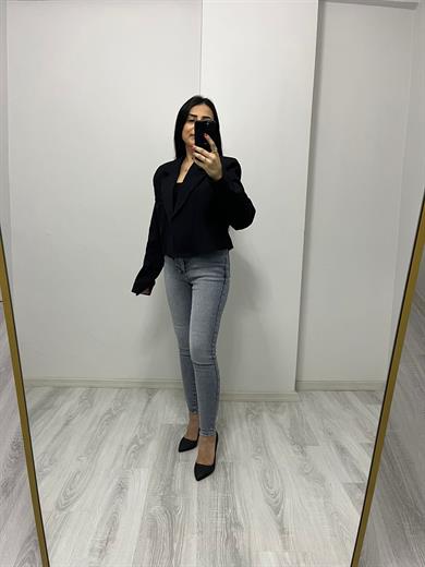 Crop Blazer Ceket Siyah
