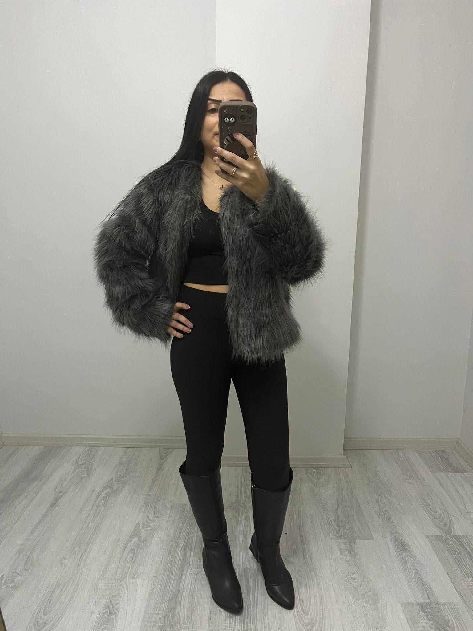 Astarlı İthal Bella Kısa Kürk Gri