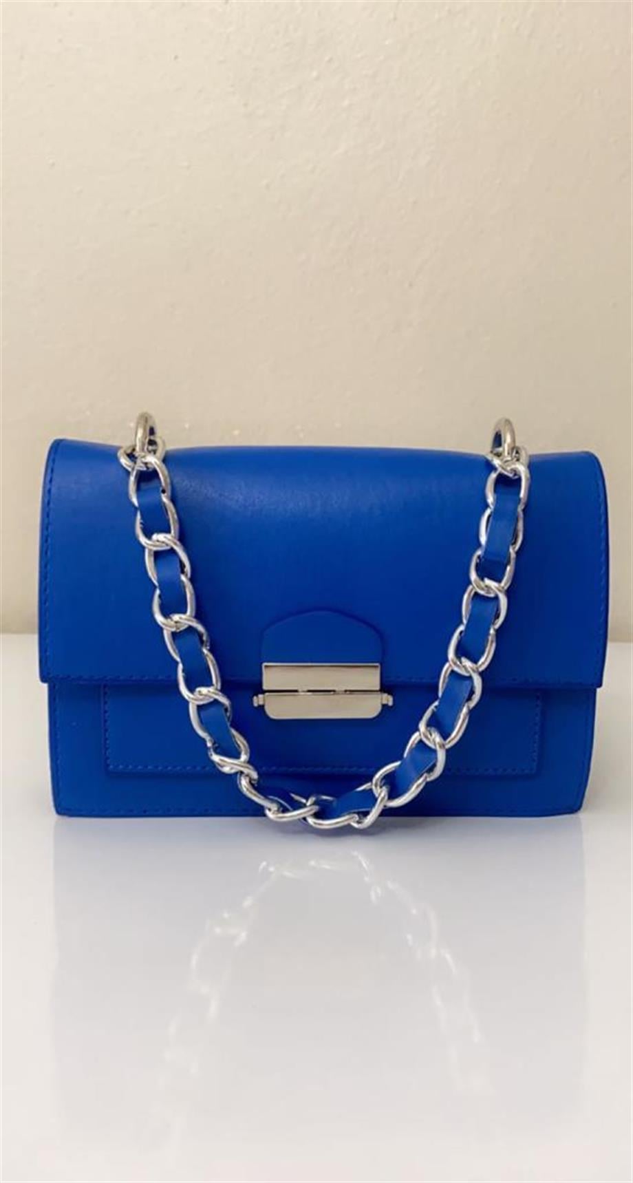 Baskı Kapaklı Çanta Mavi