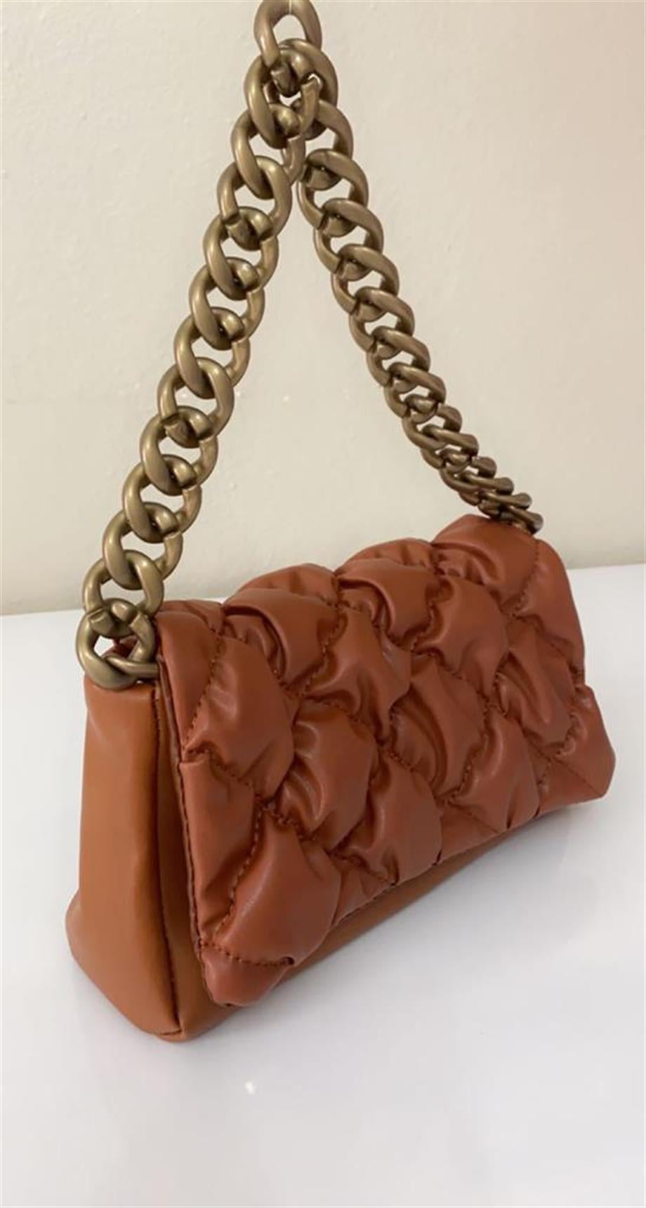 Kapitone Desen Kadın Çanta Taba