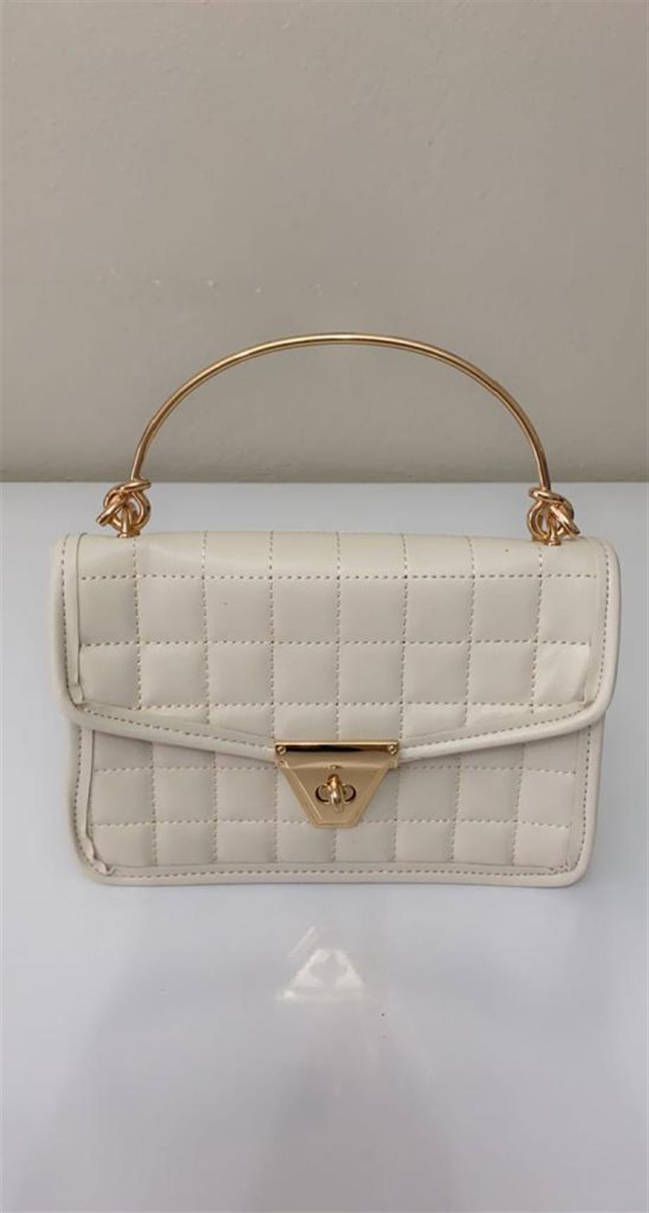 Oval Saplı Çanta Krem