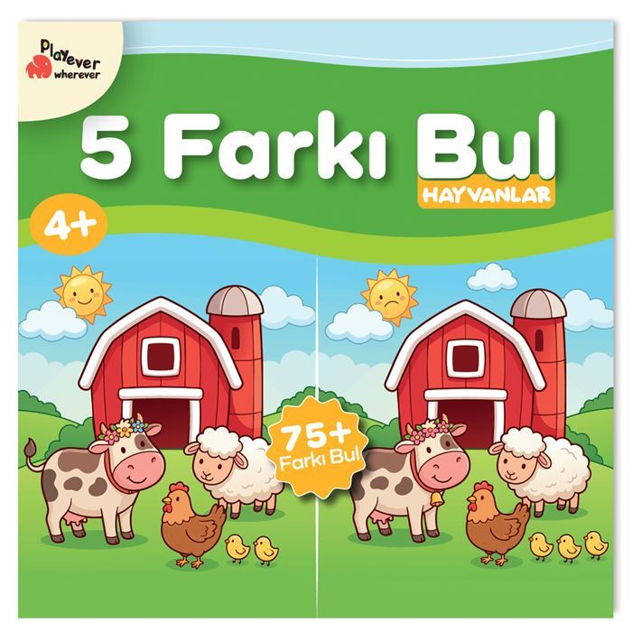5 Farkı Bul Hayvanlar Dikkat Ve Görsel Algı Etkinlik Kitabı