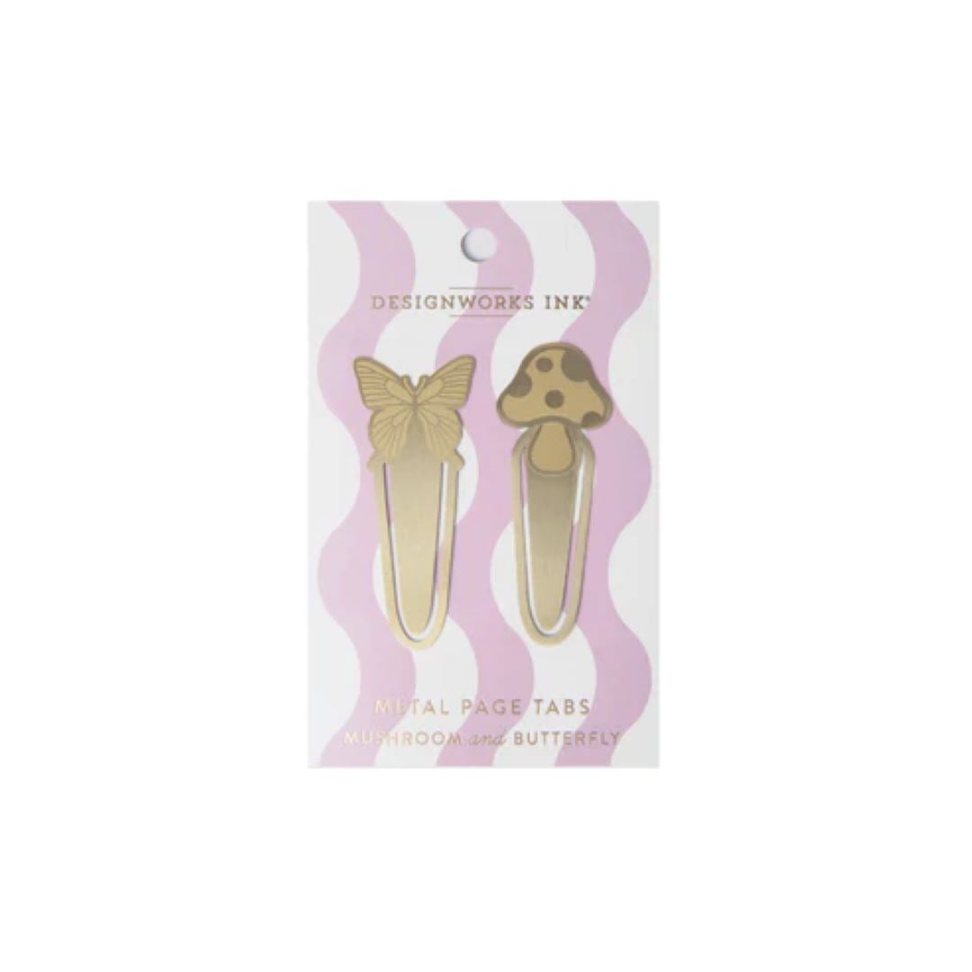 Brass Page Tabs Mushrooms Butterfly(Set Of 2)2Li Metal Ayraç