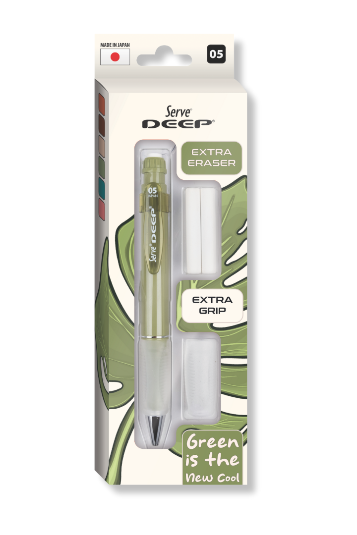 Serve Deep Kalem Grıp Silgi Yedekli Set 05Mm Yeşil