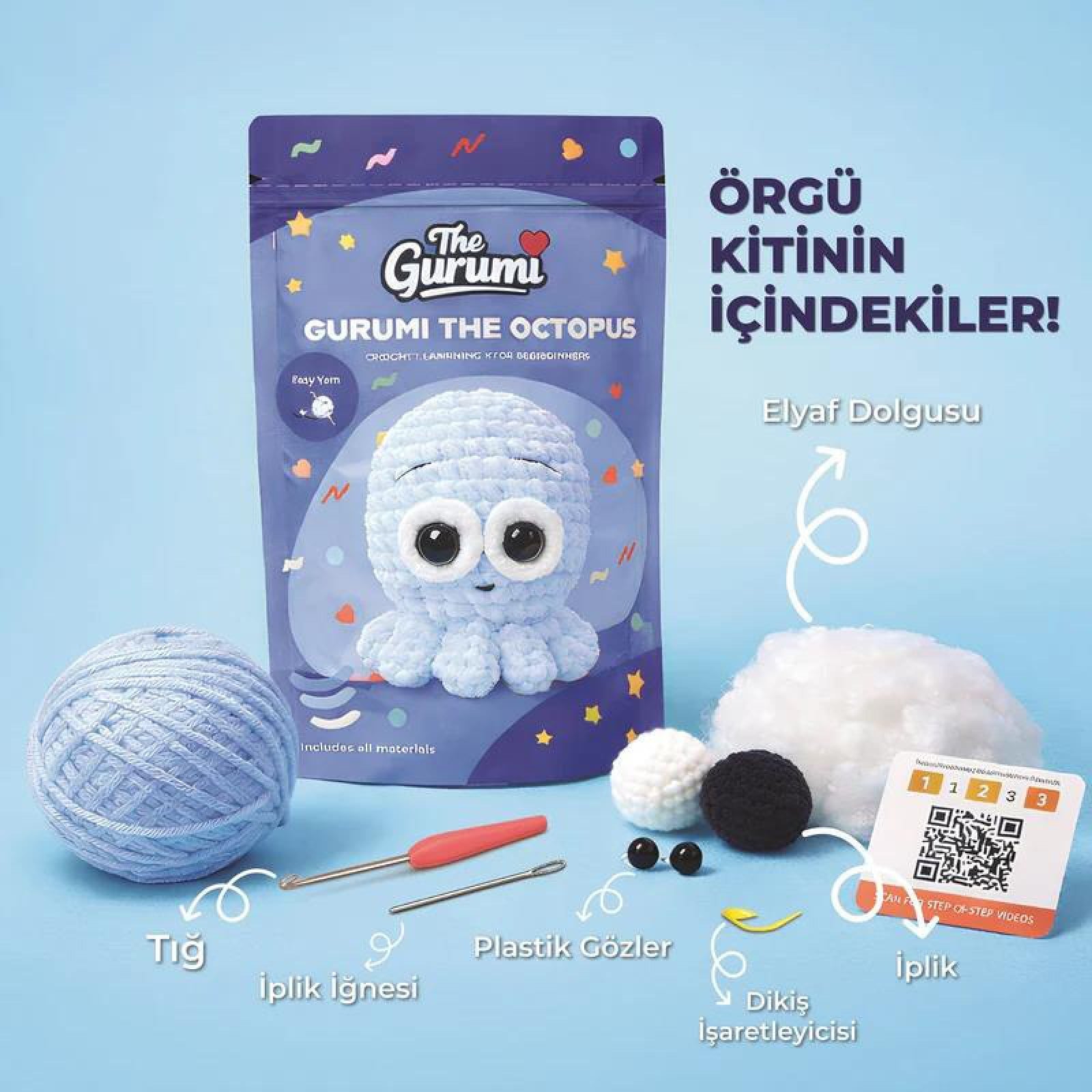 The Gurumi Ahtapot Örgü Öğrenme Kiti TG001