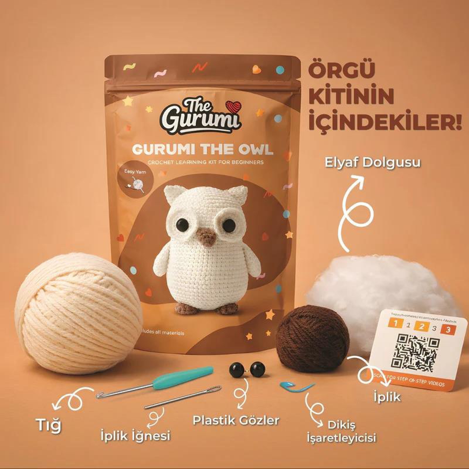 The Gurumi Baykuş Örgü Öğrenme Kiti TG007