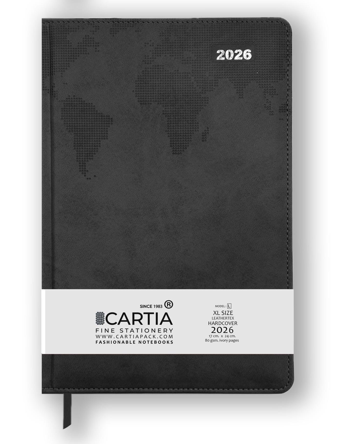 2026 Ajanda Siyah Dünya Haritalı 17X24 A Model