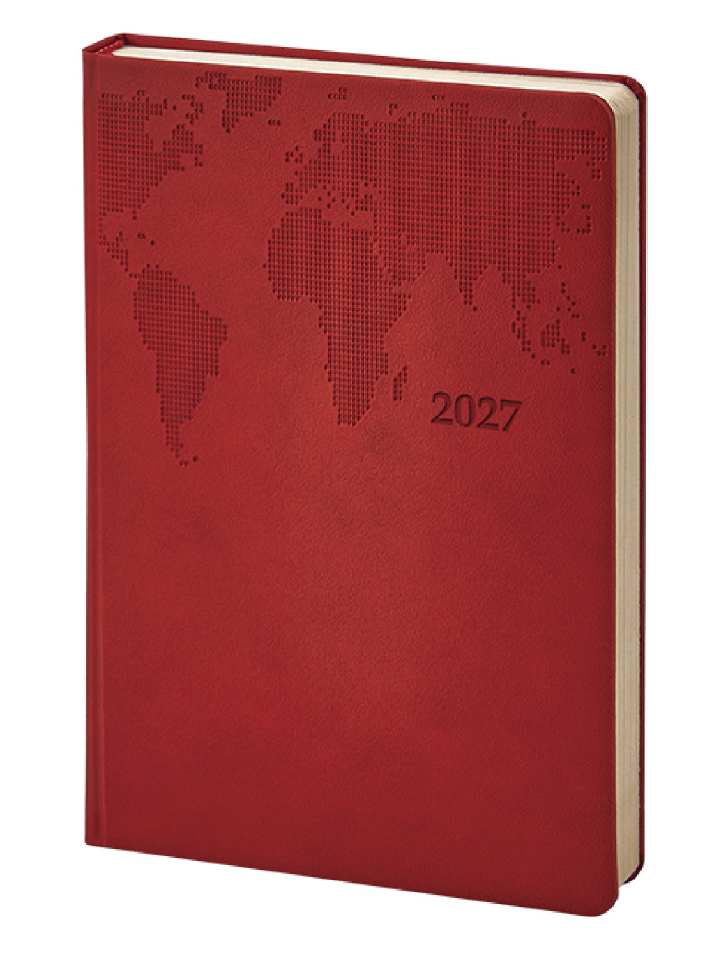 2027 Termoderi Dünya Haritası Desenli Ajanda - Kırmızı 378