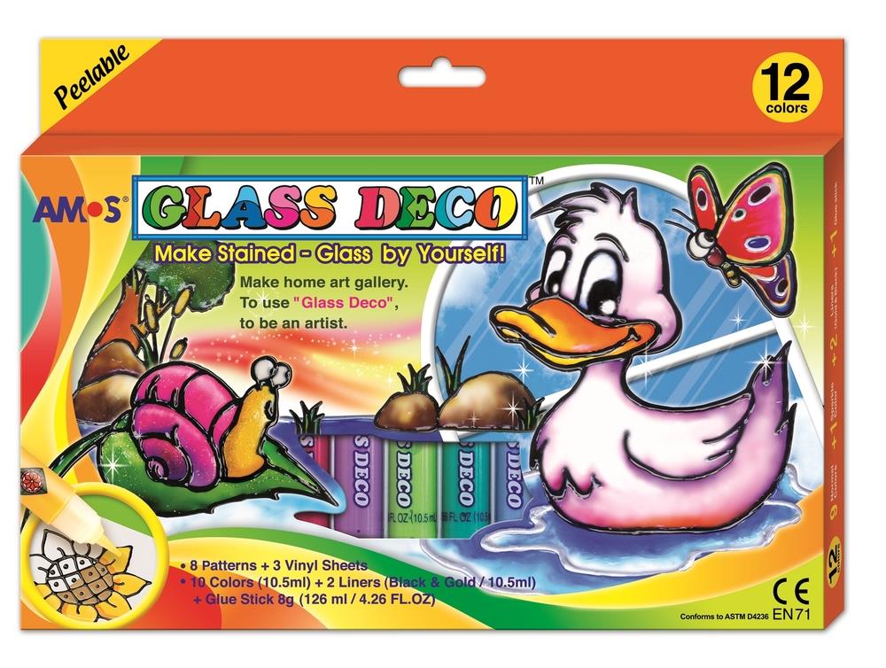 Amos Cam Boyama Setı-10,5 Ml X 12 Adet +8 Gr-Gd10p12r