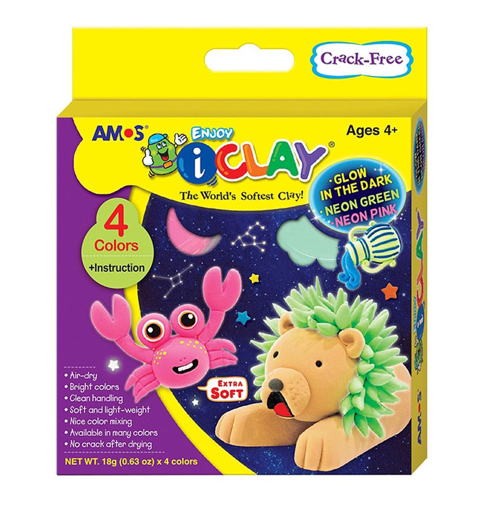 Amos I-Clay Neon+Gece Parlayan 18Grx4 Renk-Ic18p4s