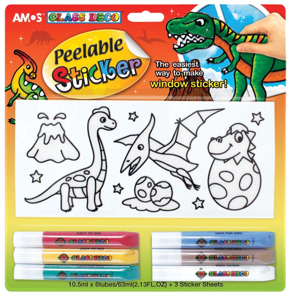Amos Vitray Cam Boyama Seti Peelable Sticker 10,5Ml*6 D3