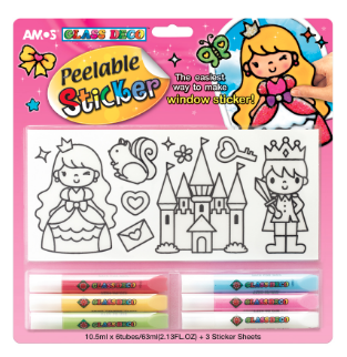 Amos Vitray Cam Boyama Seti Peelable Sticker 10,5Ml*6