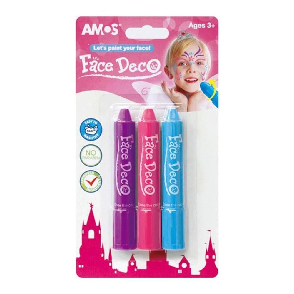 Amos Yüz Boyası 3 Lü Blister (Mor-Pembe-Mavi) (Fd5b3g)