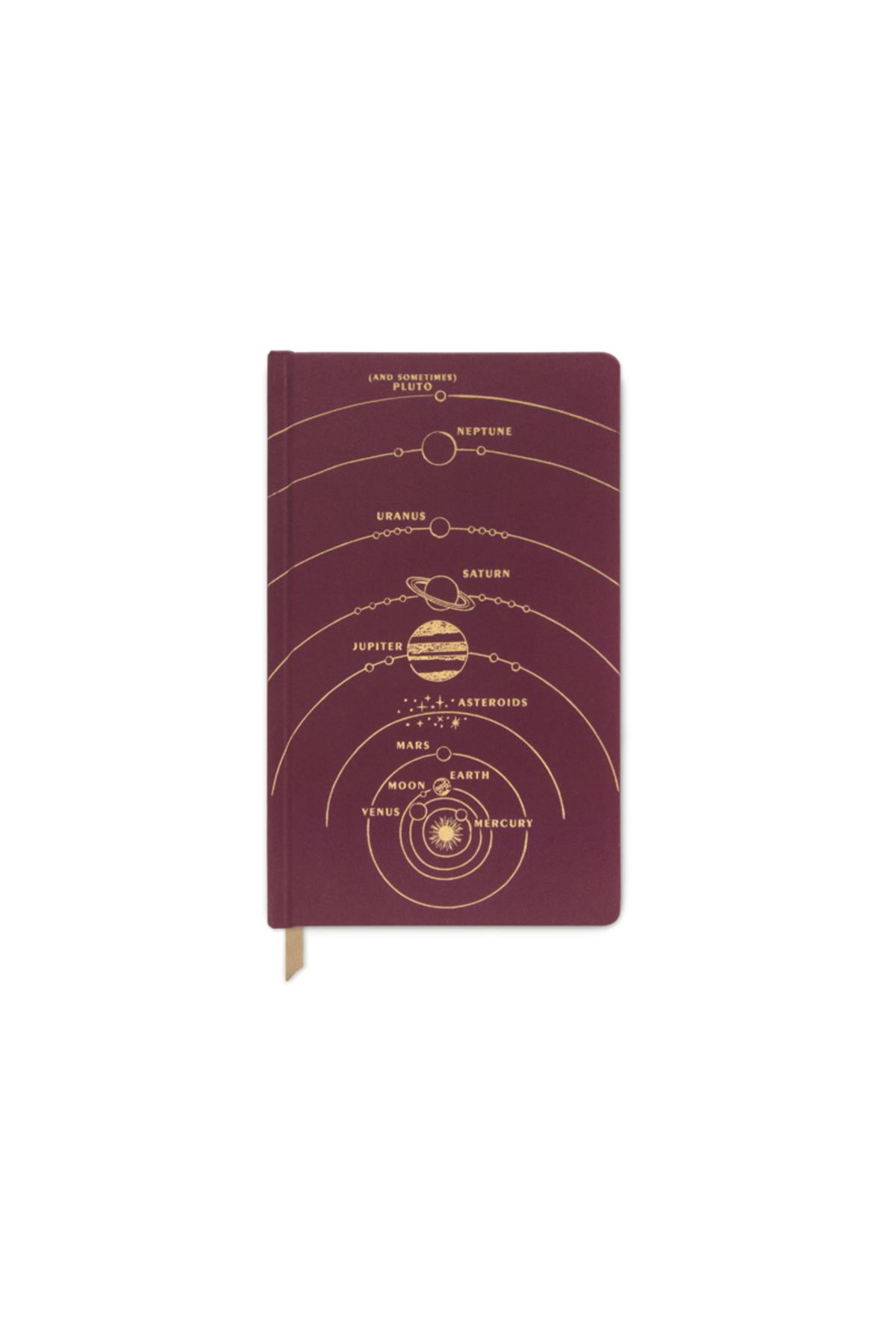 Bookcloth Hardcover Journal - Burgundy Solar System / Bordo