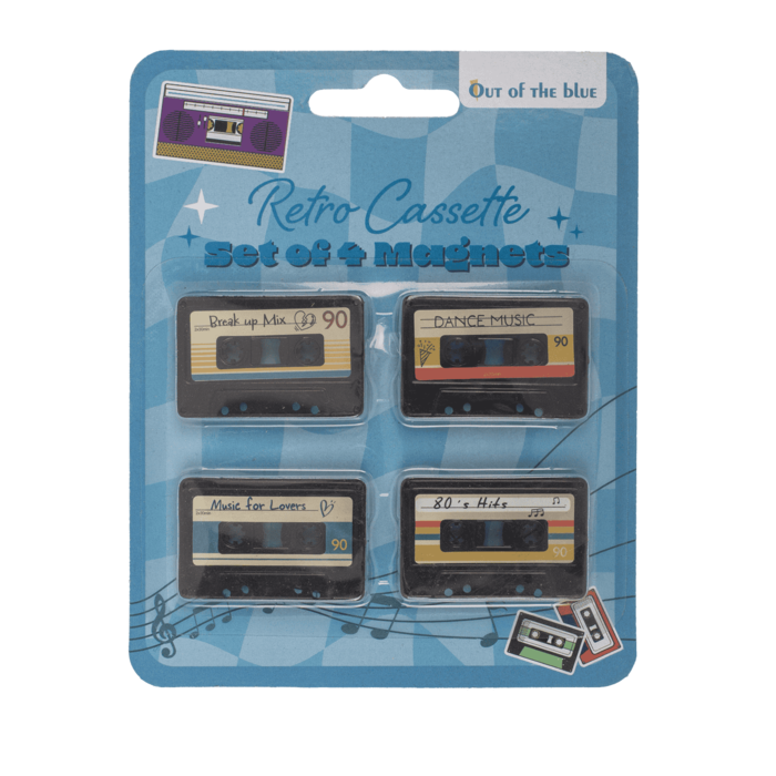 Buzdolabı Magnet Kaset (4'Lü Paket) - Frıdge Magnet- Retro C