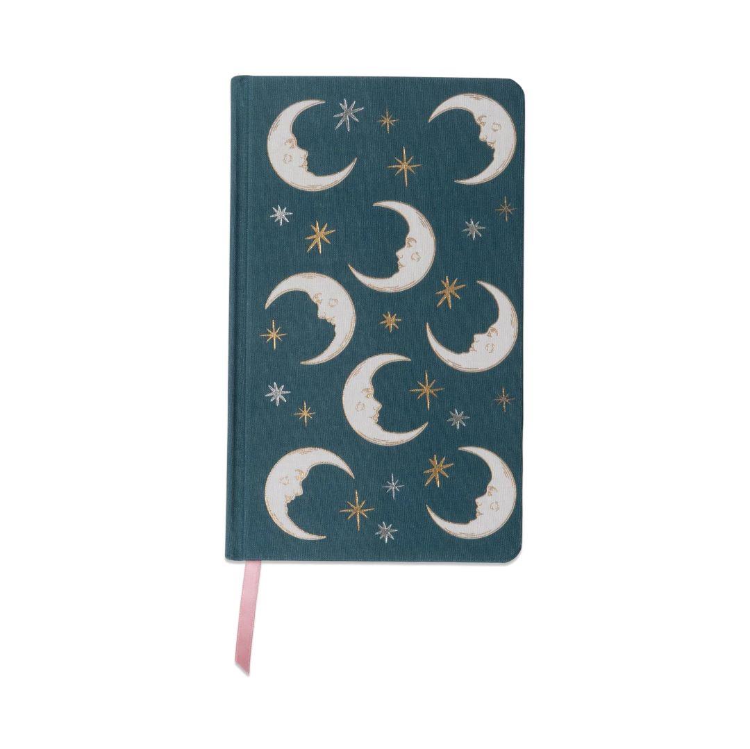 Celestial Bookcloth Journal Teal Moon
