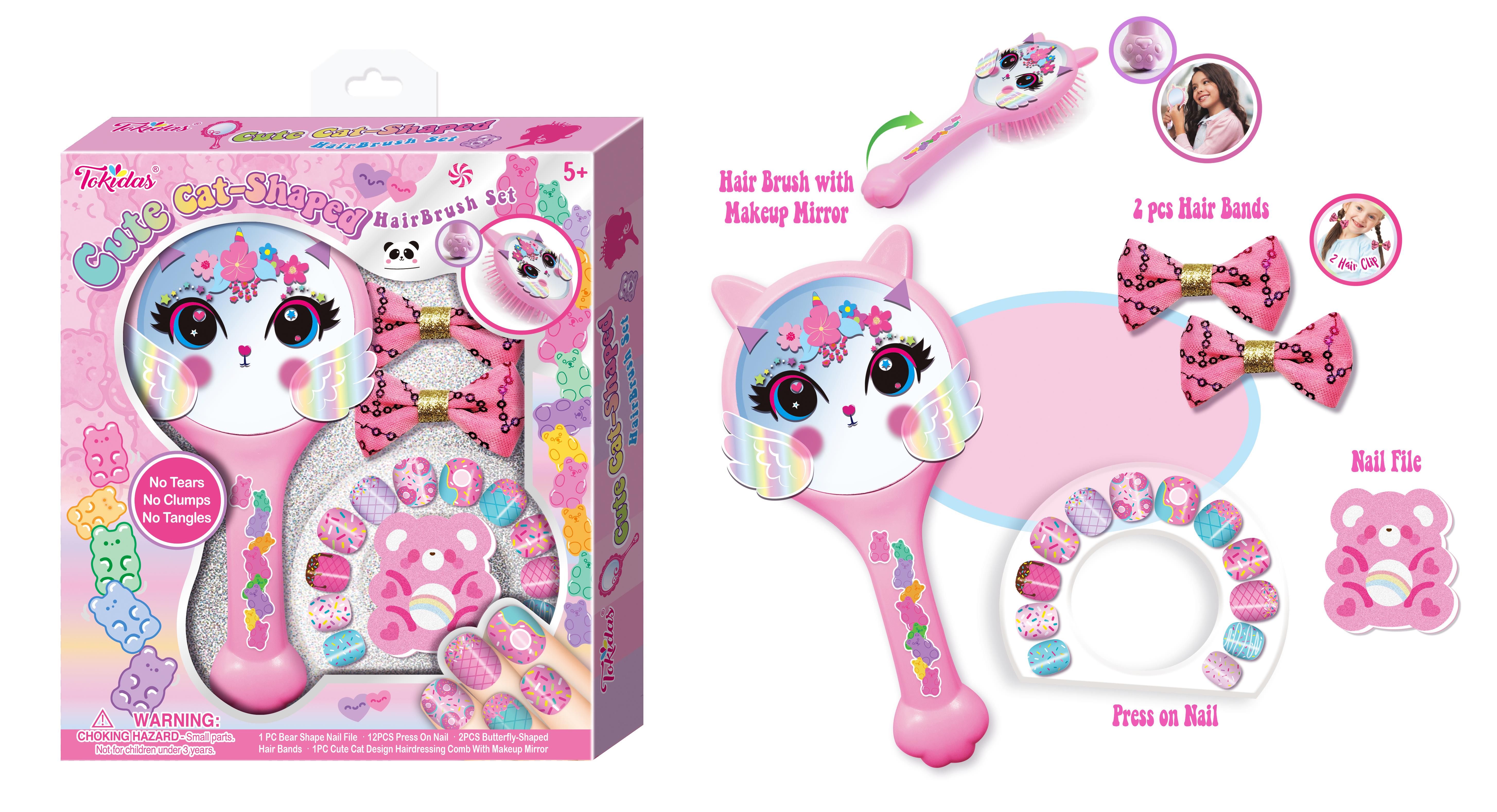 Cute Cat-Shaped Hairbrush Set
