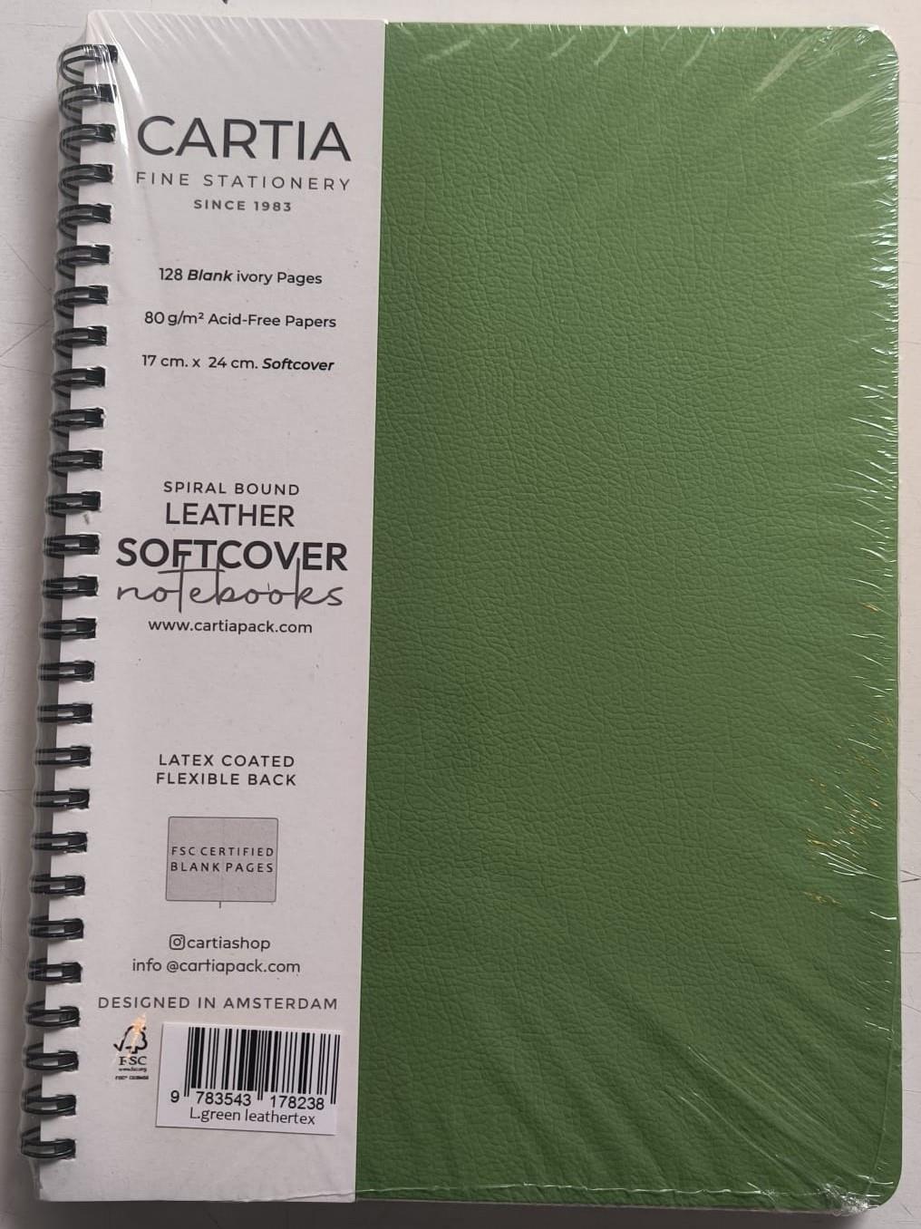 Deri Yumuşak Kapak Spiralli Çizgisiz A.Yeşil Defter