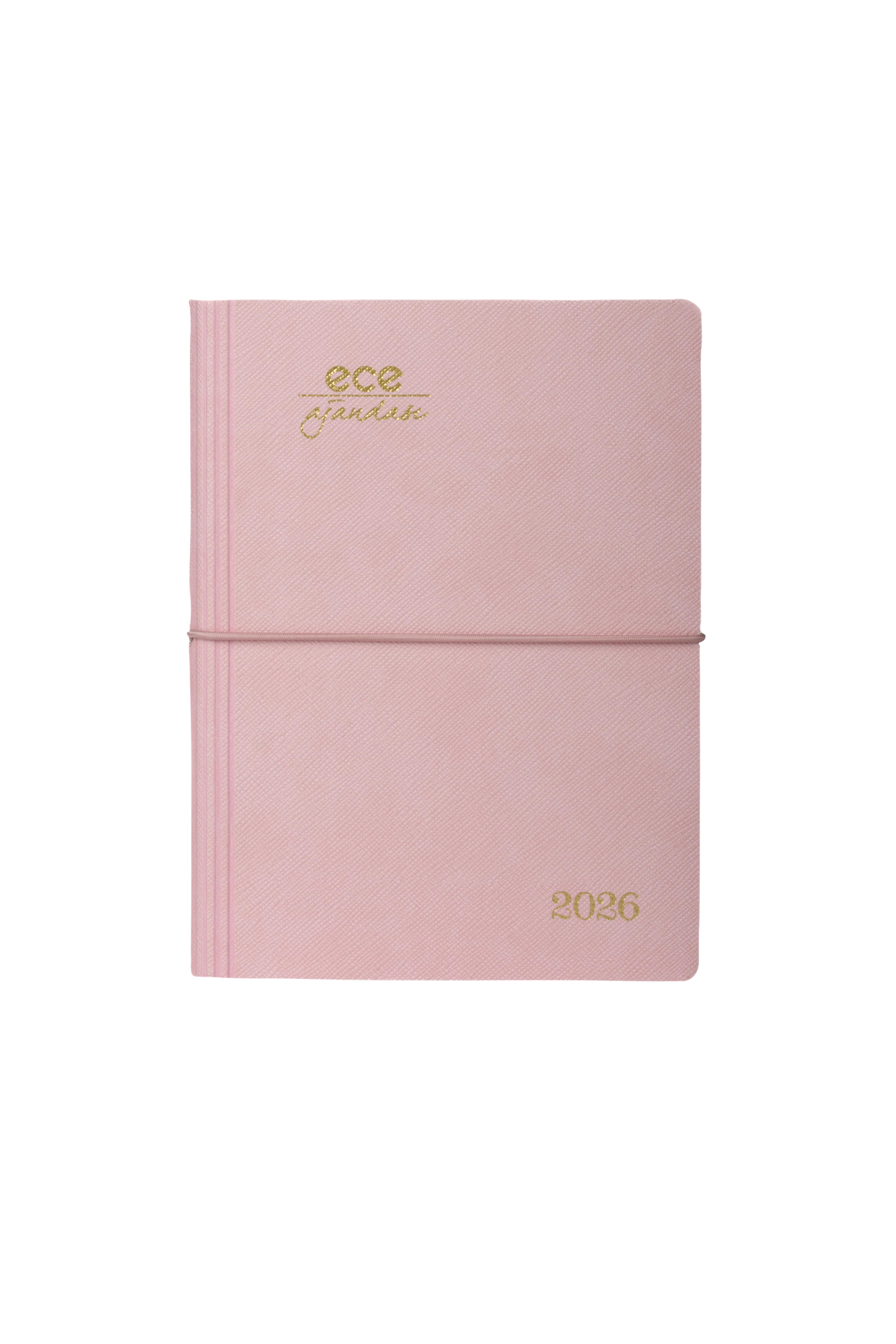 Ece-Yeni Marmaris Şeker Pembe Çizgili Günlük 12x16 2026