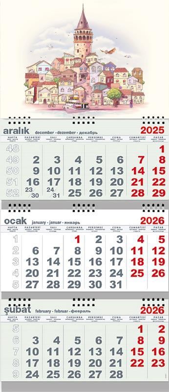 Galata Kulesi 2026 Gemici Duvar Takvimi