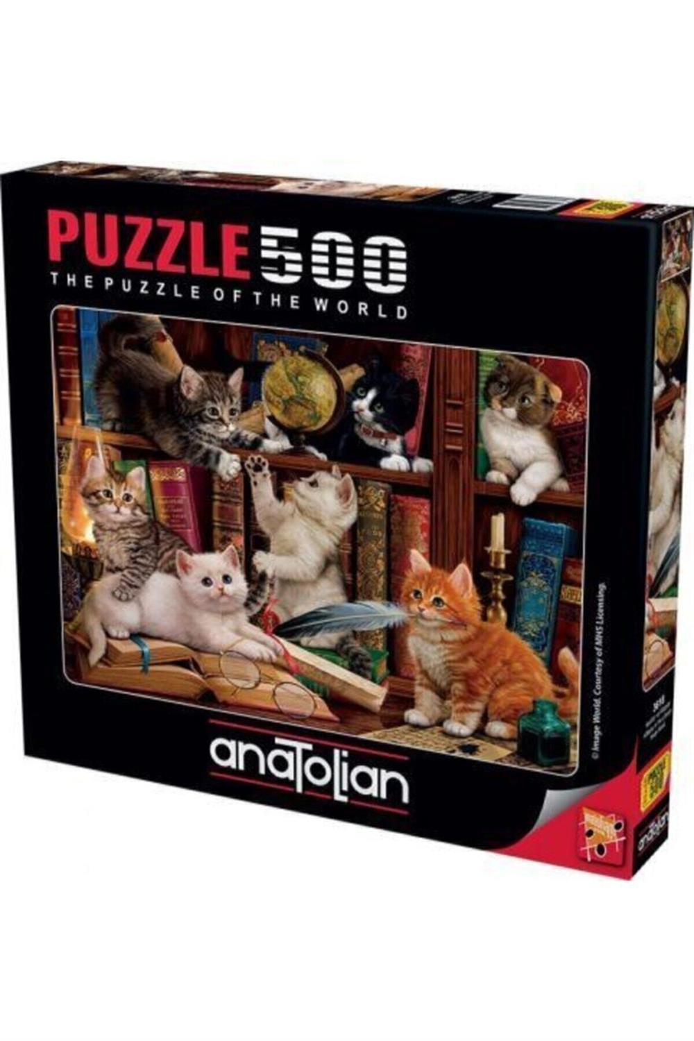 Kediler ve Kitaplar / 500 Parçalık Puzzle, Kod:3618