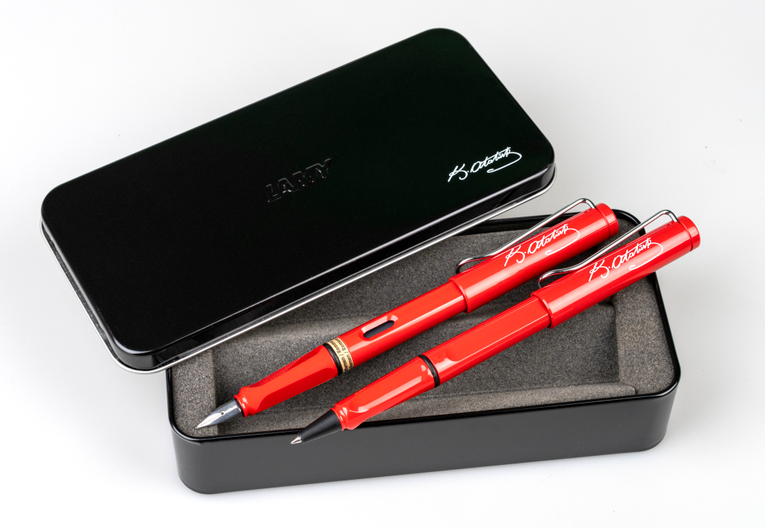 Lamy 2li Safari Kırmızı Dolma&Roller Kalem Atatürk İmzalı