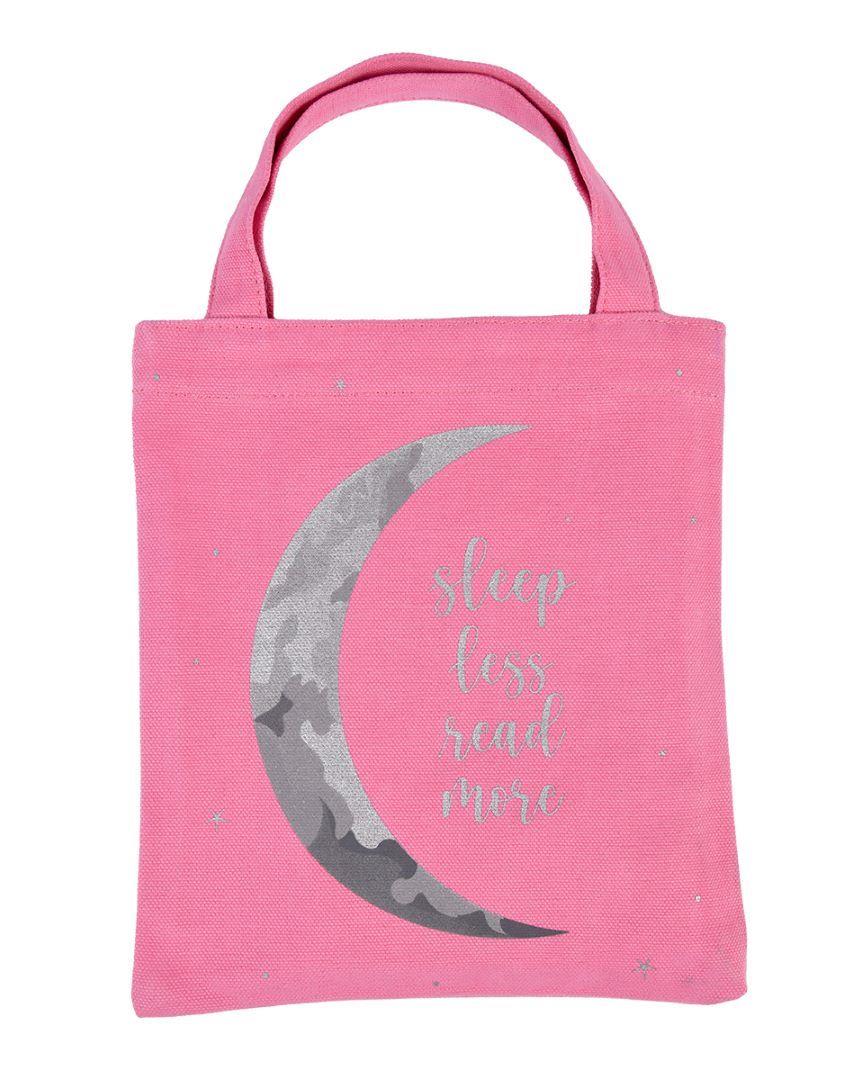 Pembe Ay Baskılı Kitap Çantası Cdd02193