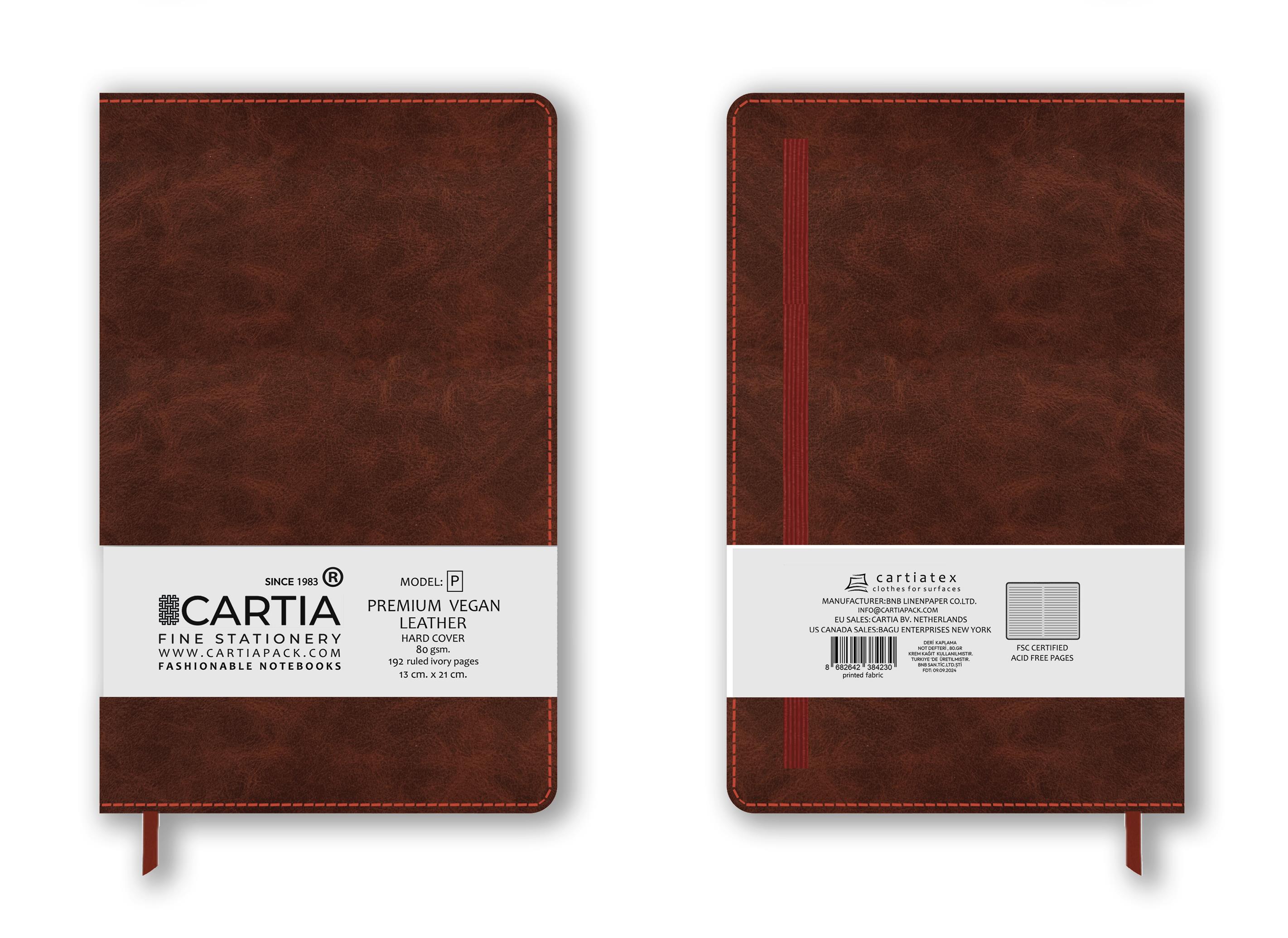 Premıum Vegan Derı Bordo Not Defteri Çizgili Sert Kapak 13x21