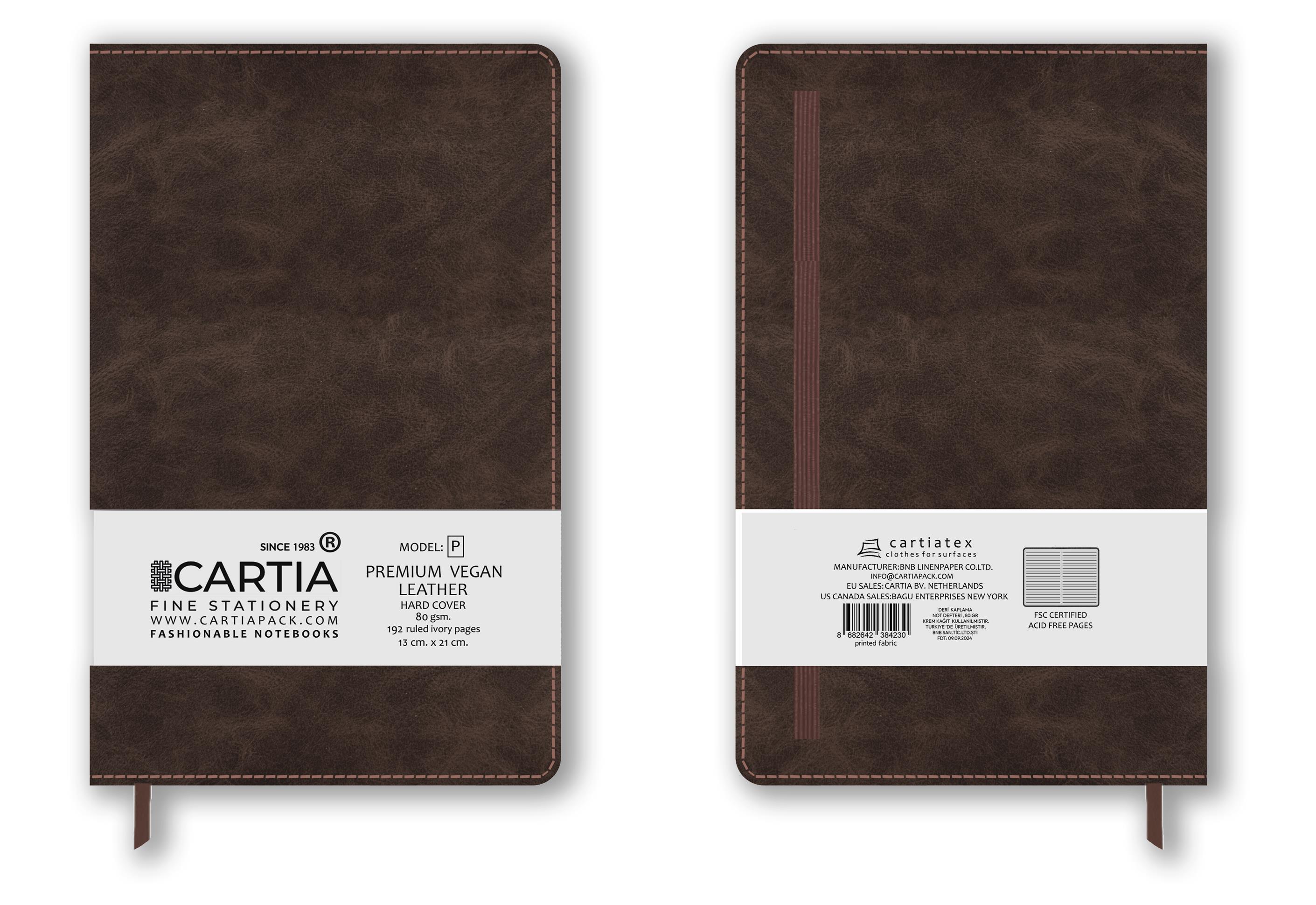 Premium Vegan Deri Kahverengi Not Defteri Çizgili Sert Kapak 13x21