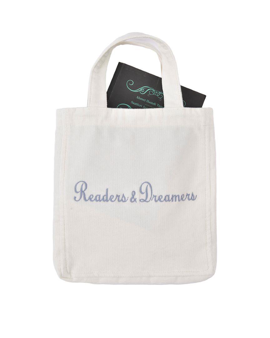 Readers Dreamers Kadife Kitap Çantası Ekru
