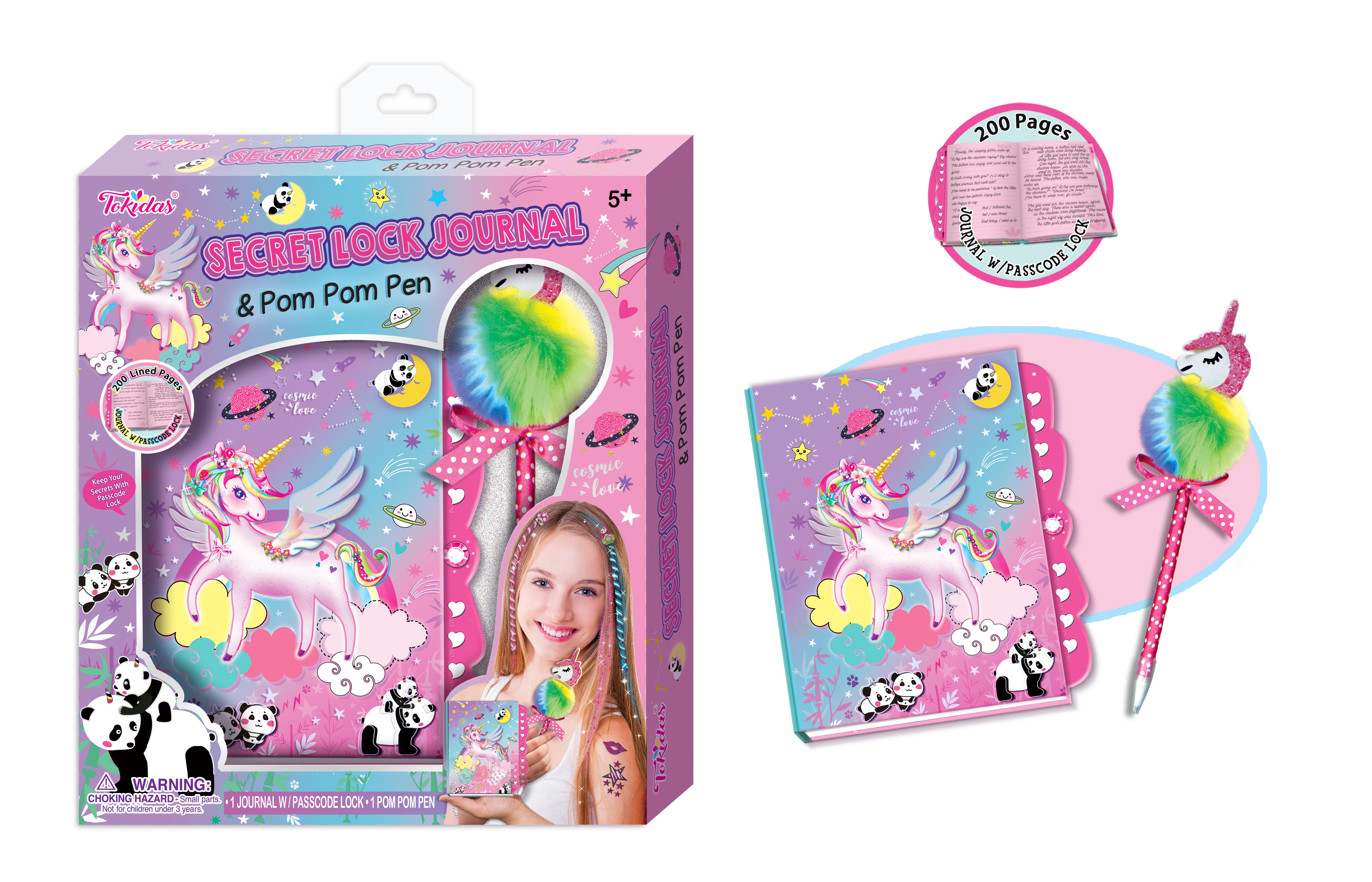 Secret Lock Journal Pom Pom Pen