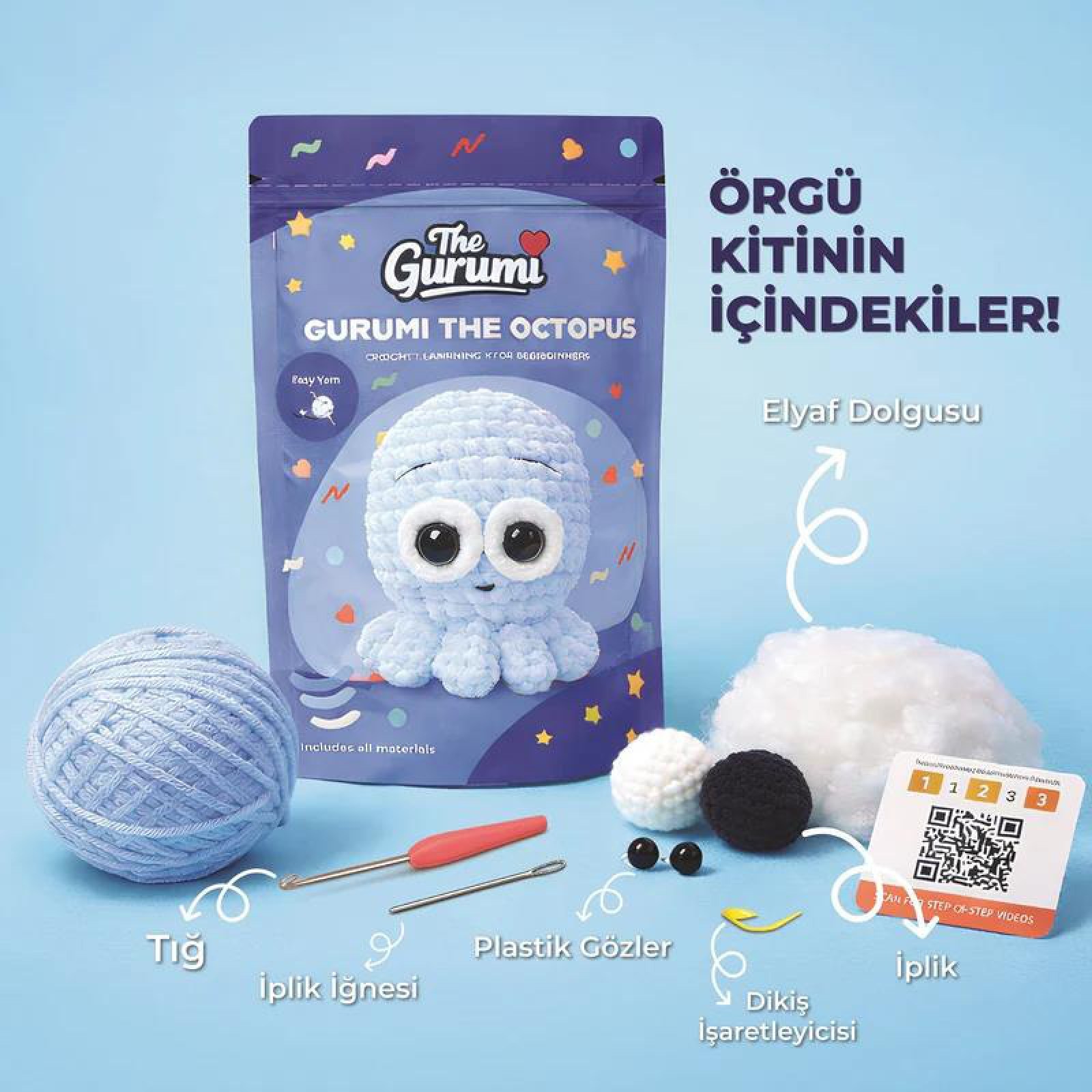 The Gurumi Ahtapot Örgü Öğrenme Kiti TG001