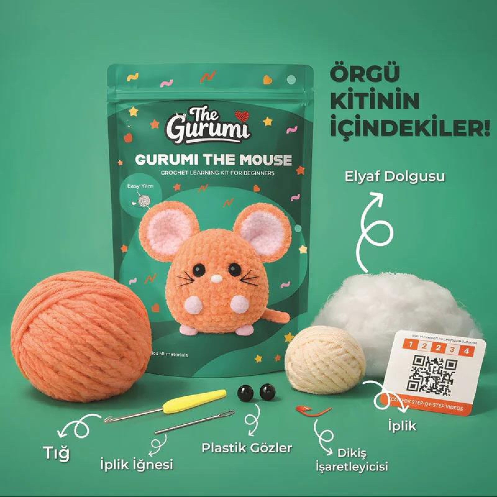 The Gurumi Fare Örgü Öğrenme Kiti TG008
