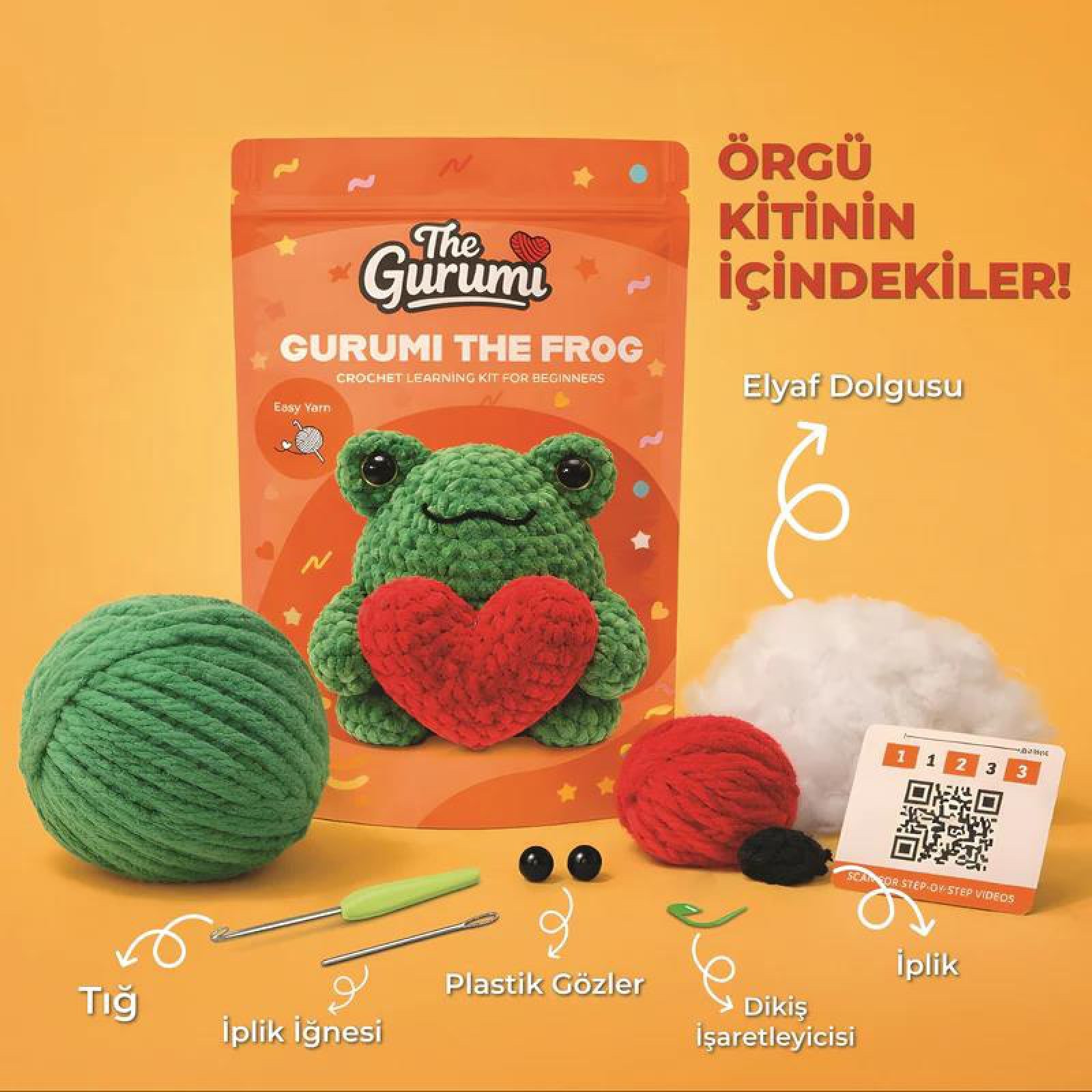 The Gurumi Kurbağa Örgü Öğrenme Kiti TG004