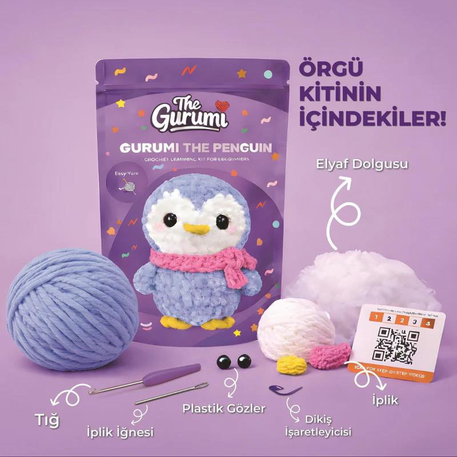 The Gurumi Penguen Örgü Öğrenme Kiti TG006