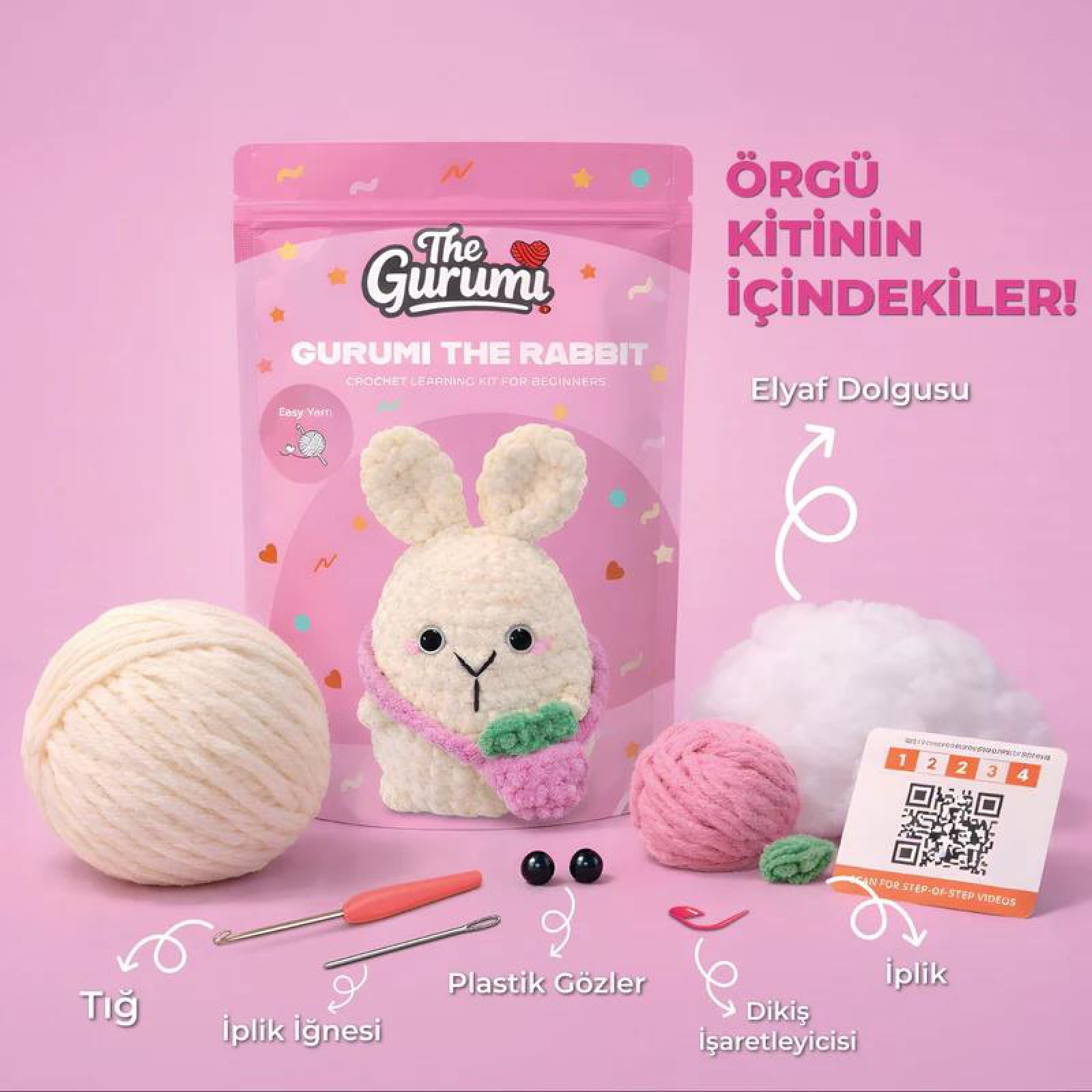 The Gurumi Tavşan Örgü Öğrenme Kiti TG003