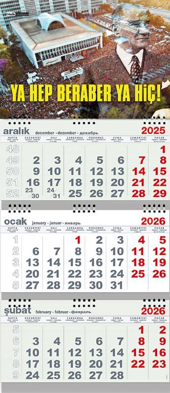 Ya Hep Beraber Ya Hiç 2026 Gemici Duvar Takvimi