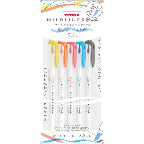 Zebra Mildliner Brush Pen 5C-Rc-N Set