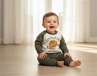 MİNİK ASLAN NAKIŞLI 2 Lİ BEBEK TAKIM - GÜNLÜK - BAYRAMLIK - ÖZEL GÜN