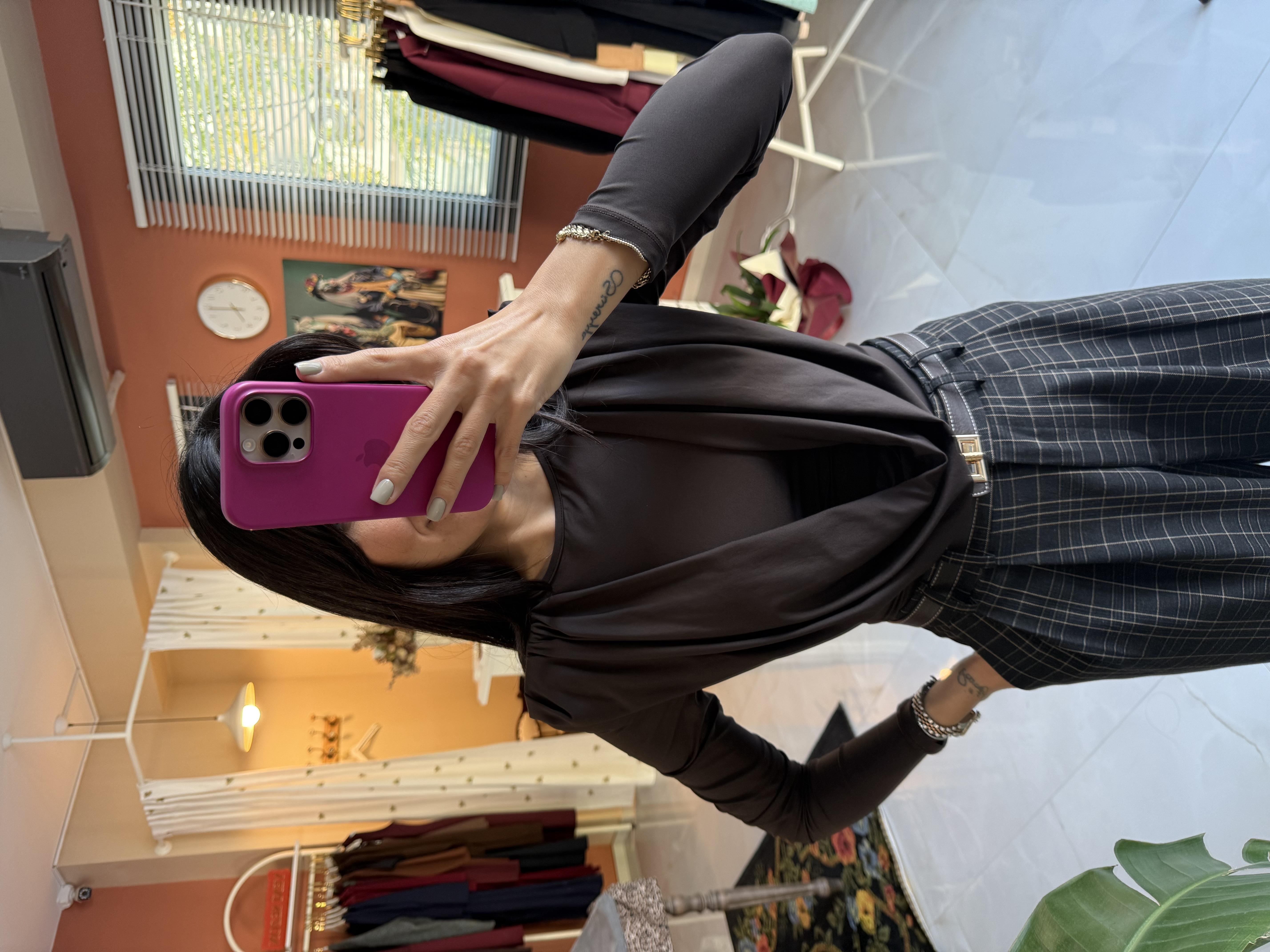 Acı Kahve Degaje Yaka Sandy Bluz