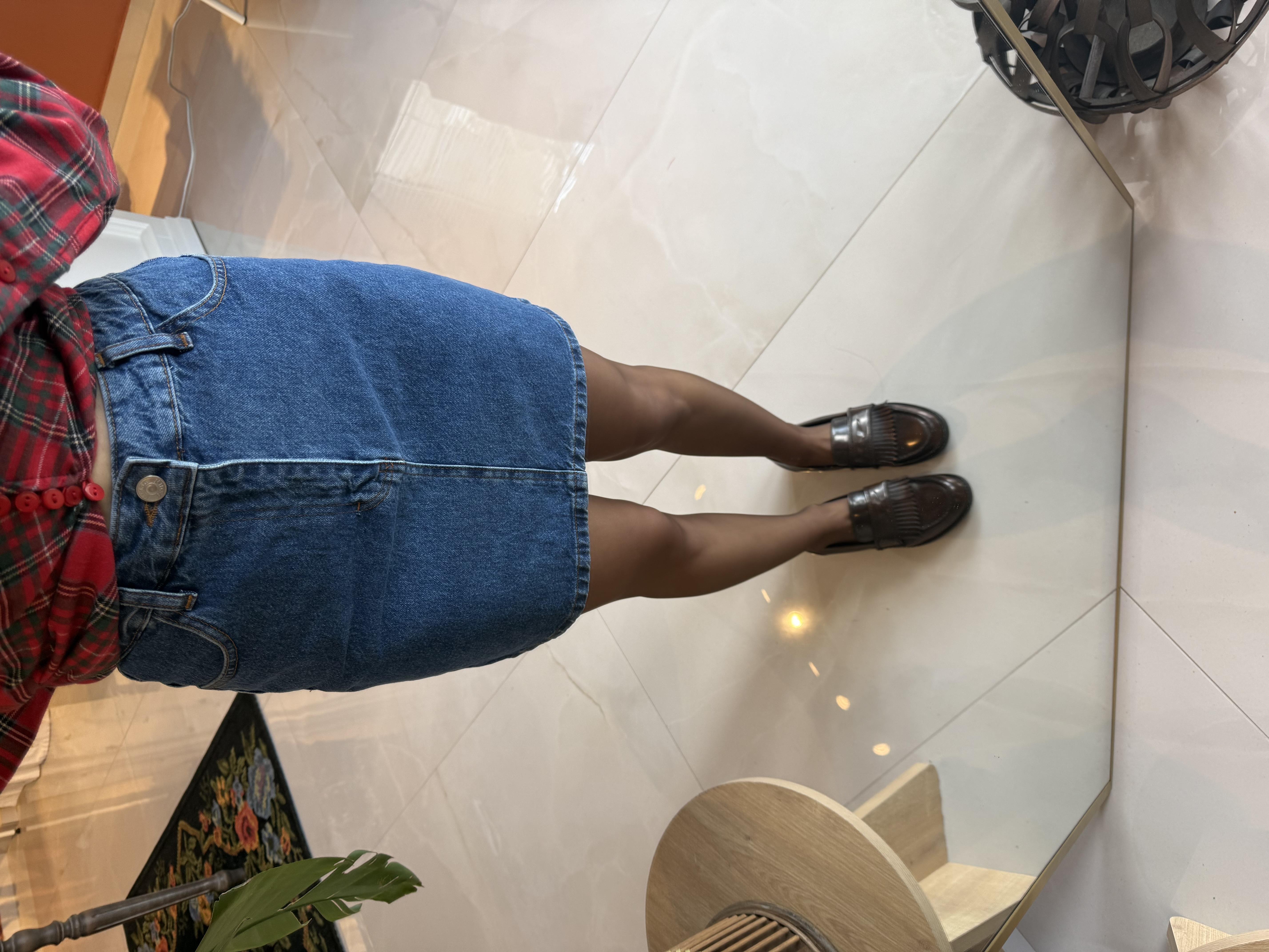 Açık Mavi Kot Mini Etek