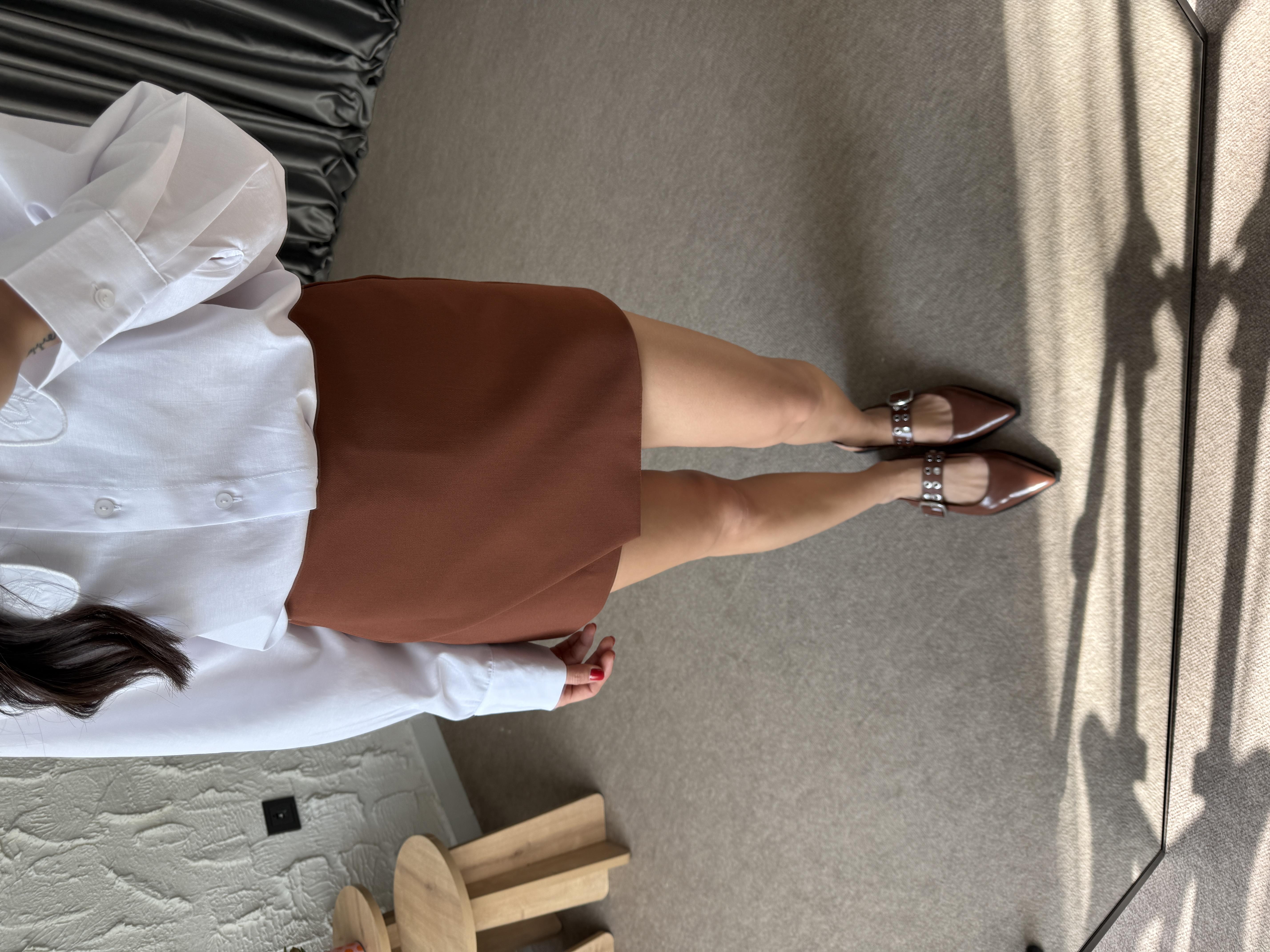 Asimetrik Şort Etek - Tarçın