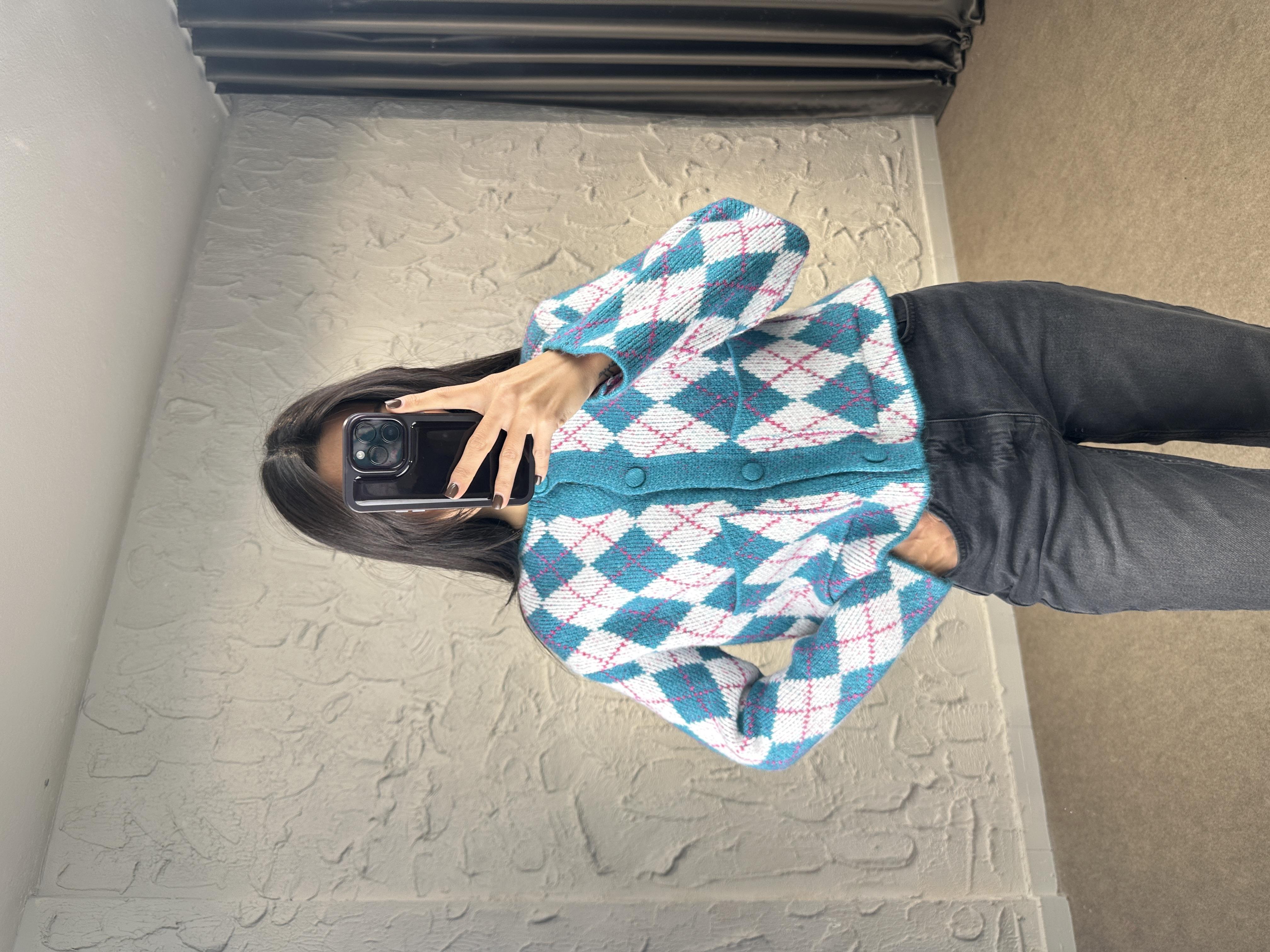 Baklava Dilim Desenli Hırka Triko