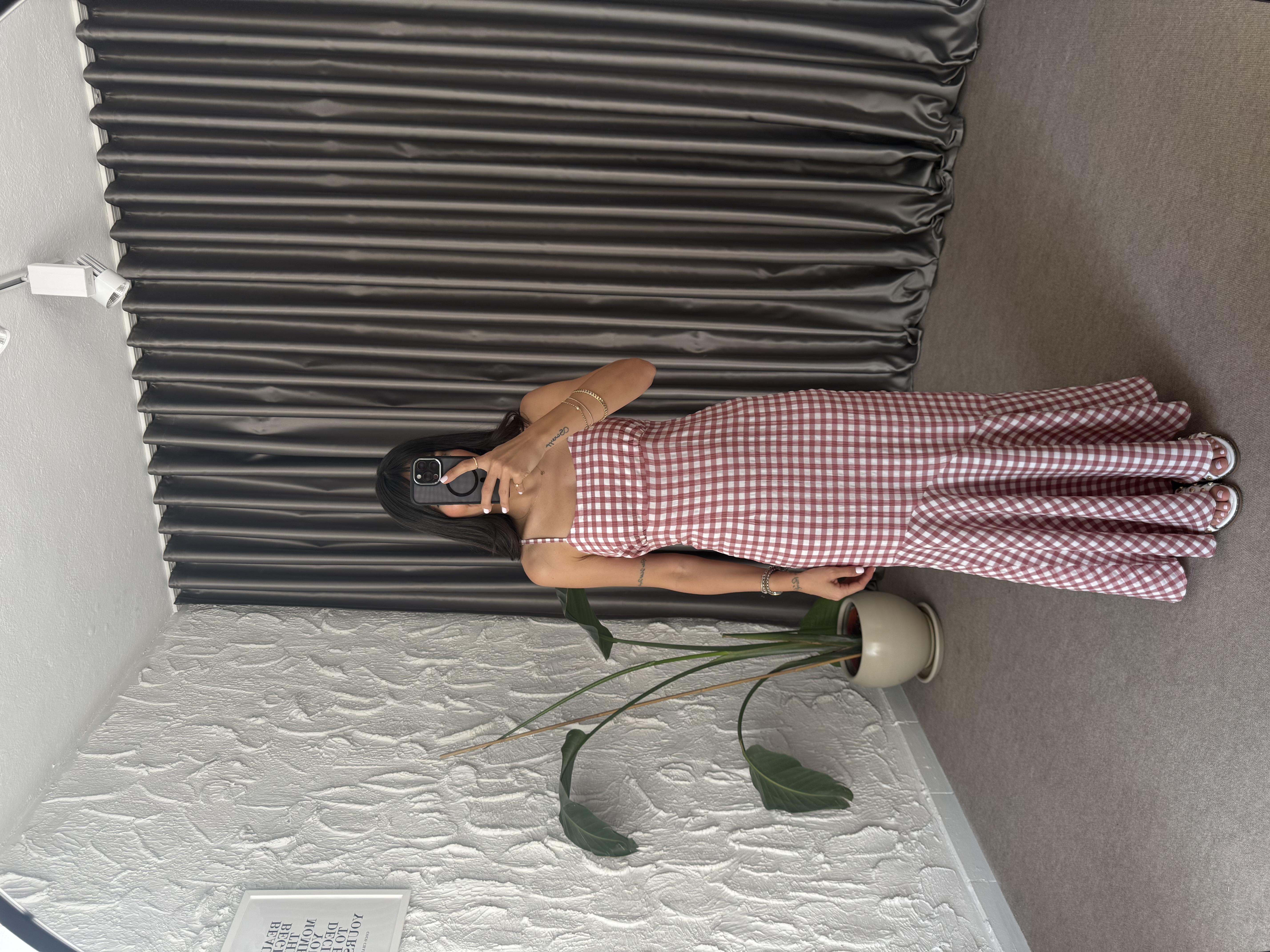 Bella Kırmızı Pötikareli Volanlı Elbise