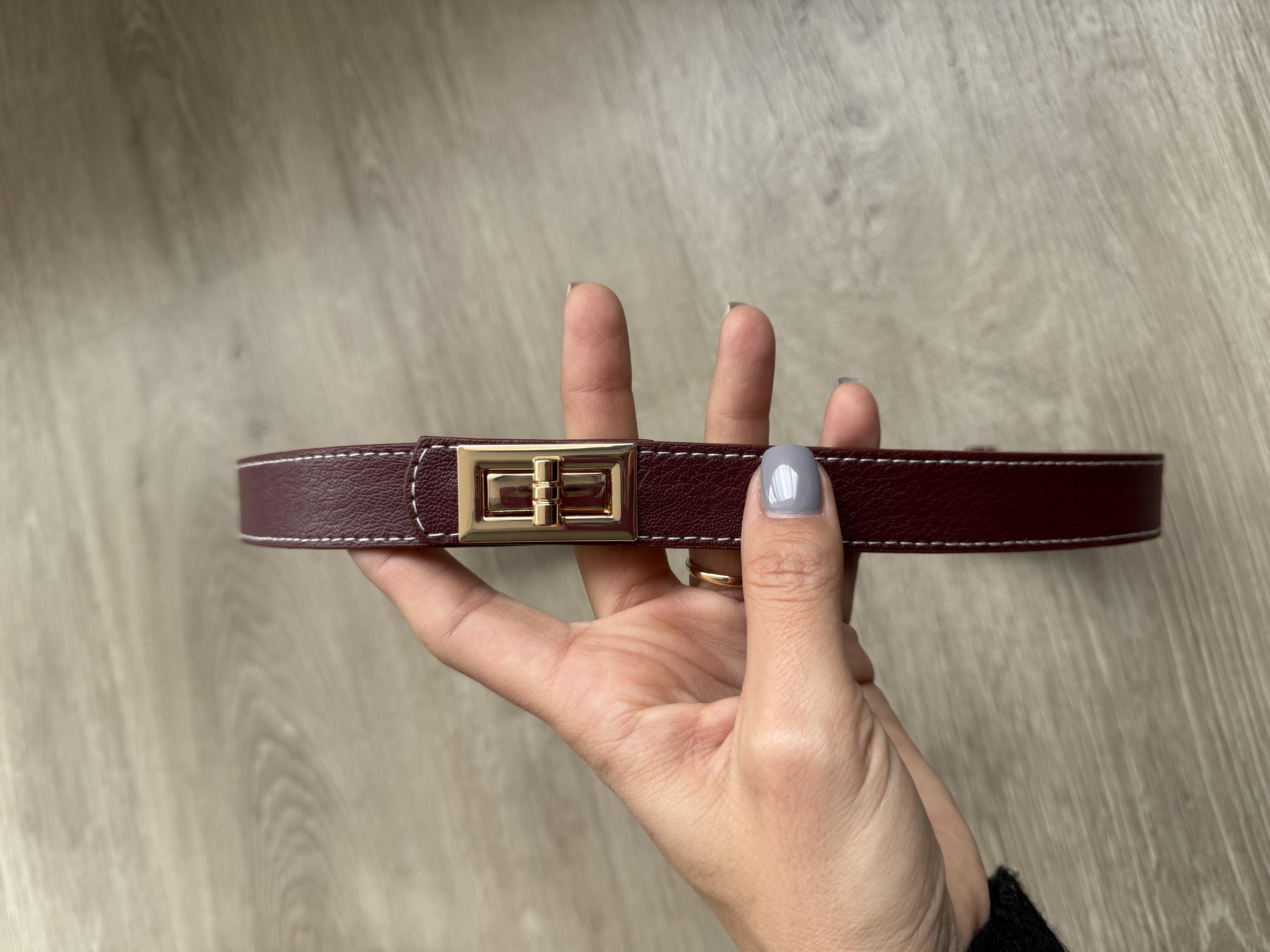 Bordo Gold Kilit Toka Ayarlanabilir Kemer
