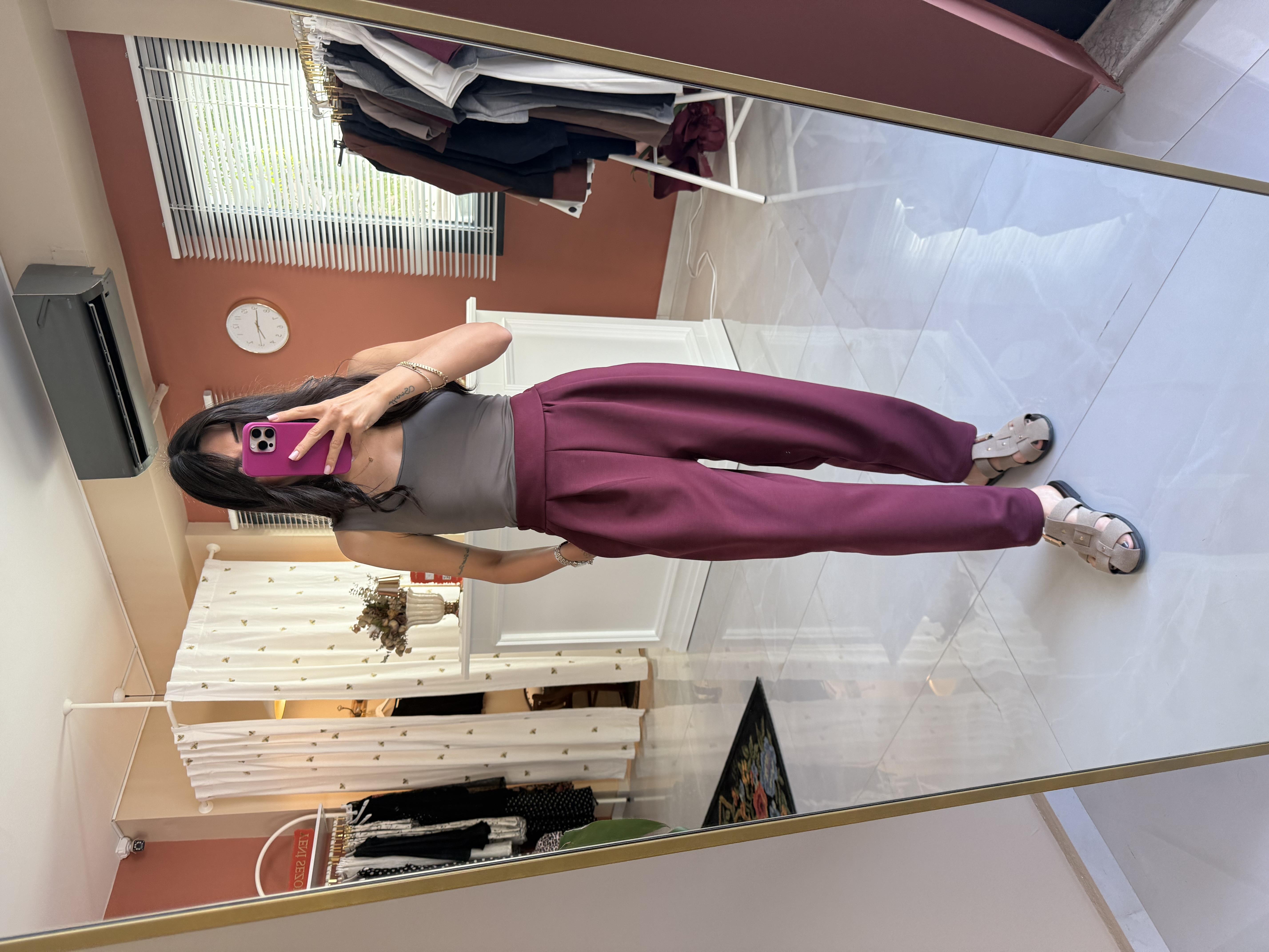 Bordo Modal Şalvar Pantolon