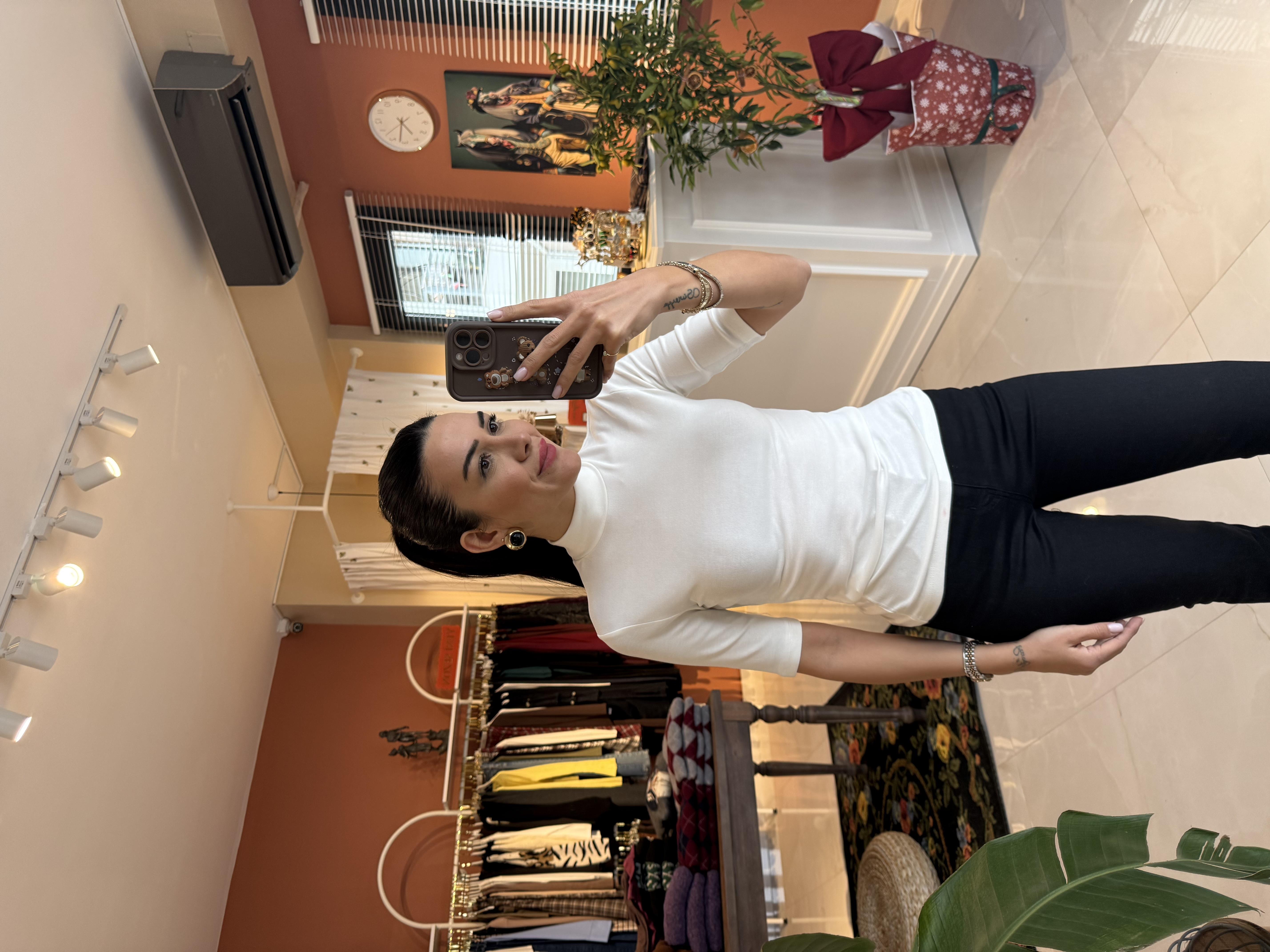 Dik Yaka Ekru Yarım Kol Body